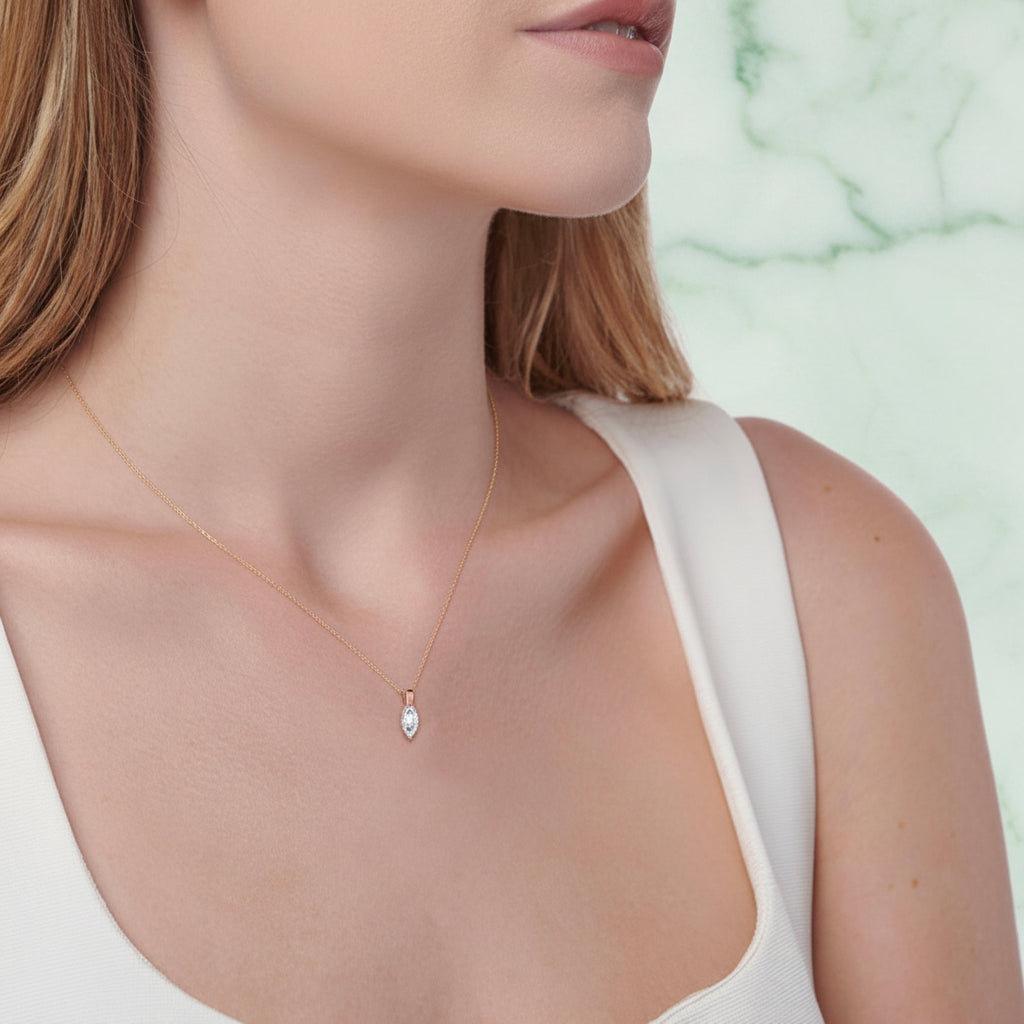 Marquise Lab Diamond 2 Claw Pendant