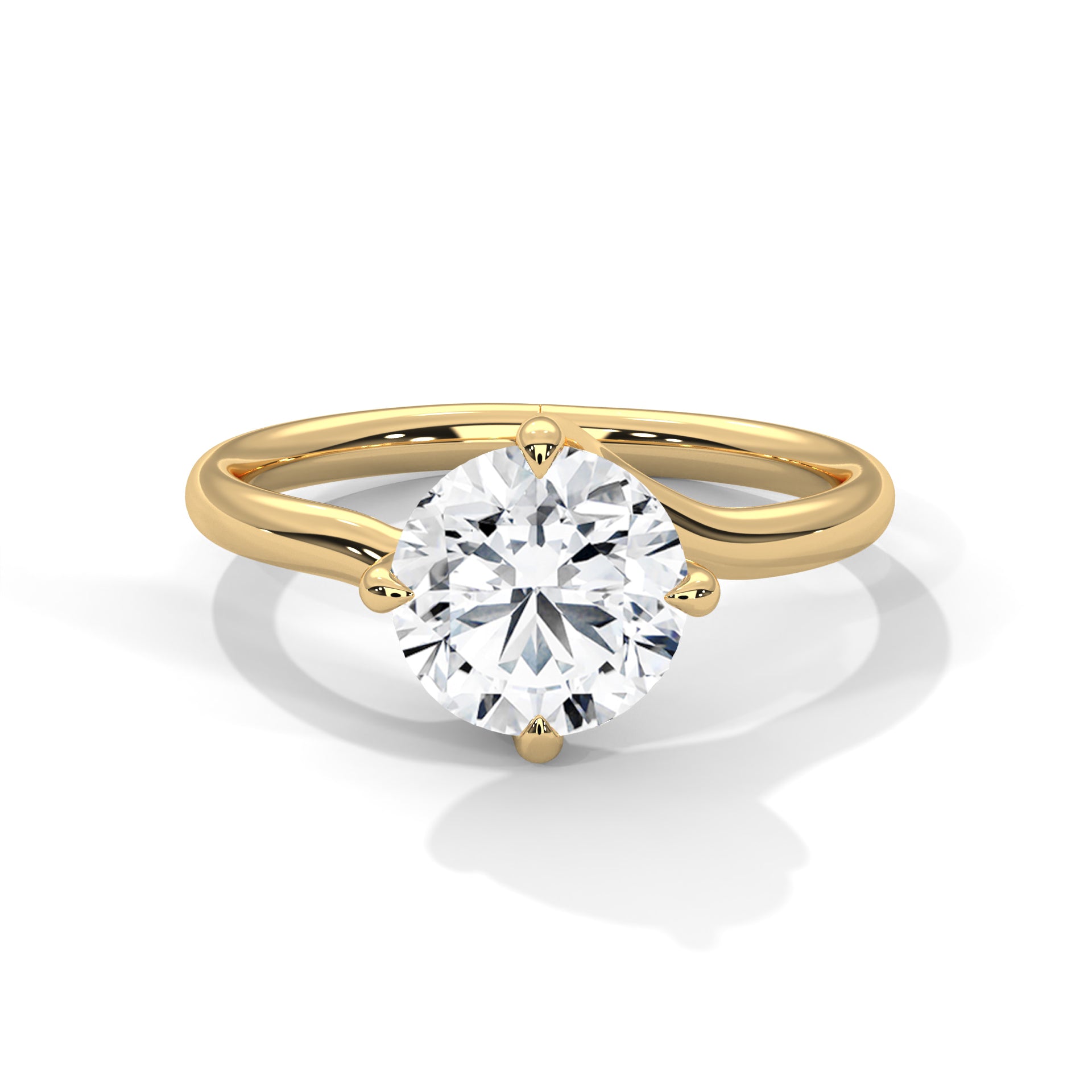 Round Lab Grown Diamond Solitaire Crossover Ring