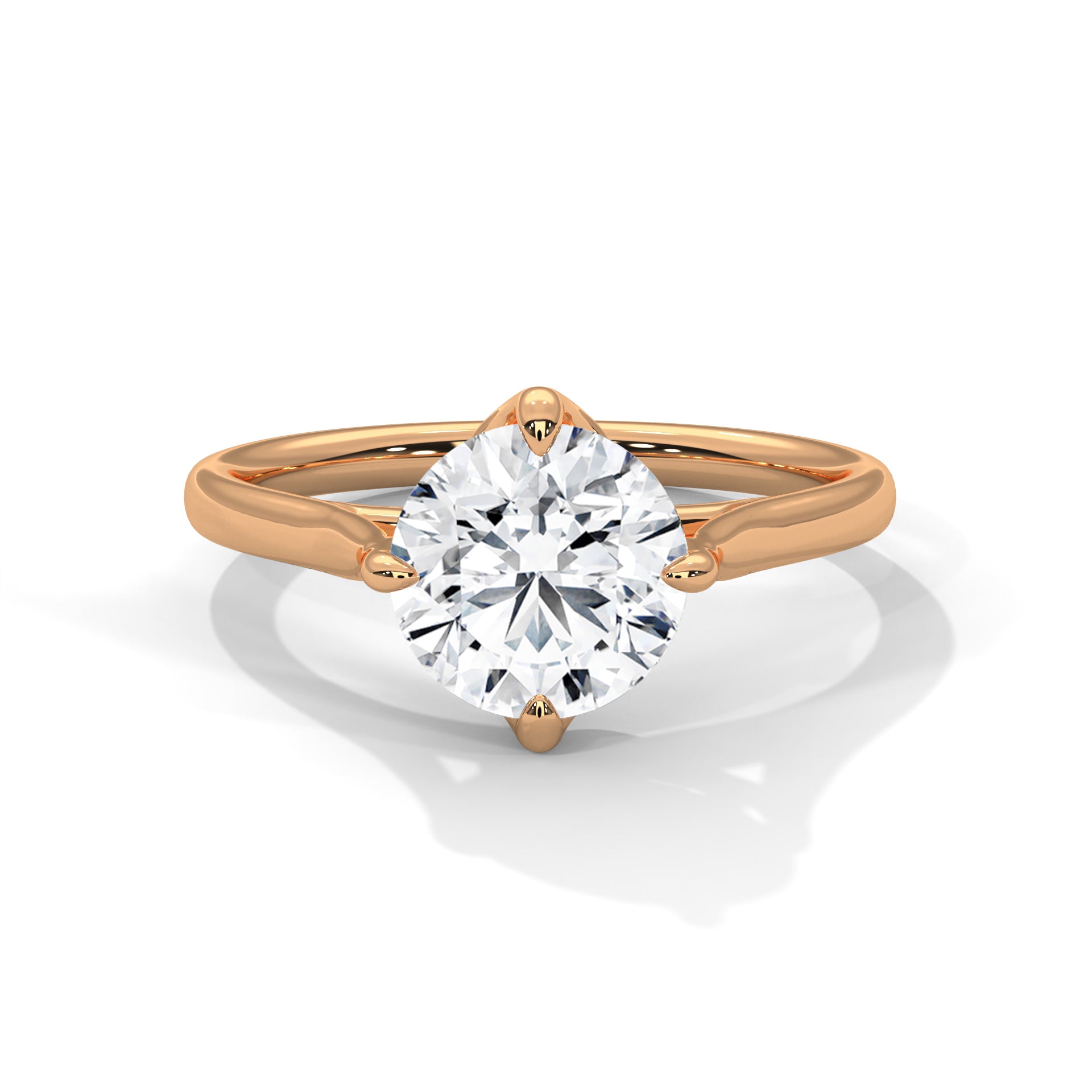 Gold ring with a large diamond on a white background