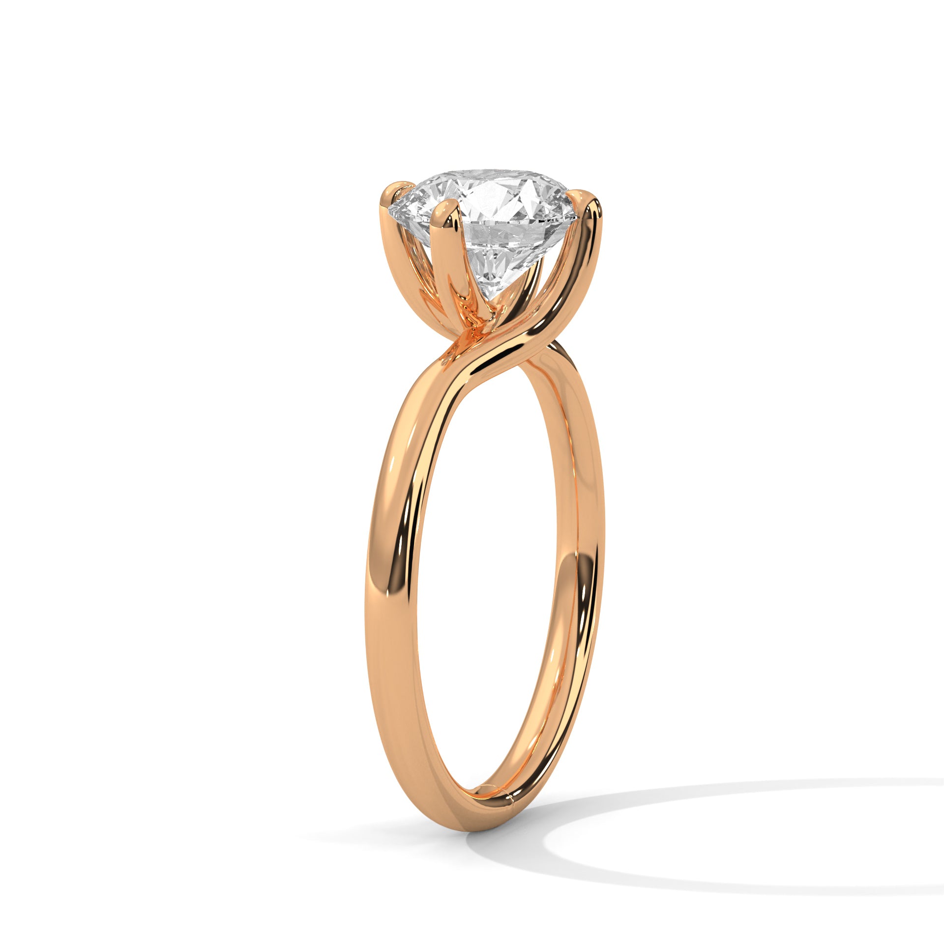 Round Lab Grown Diamond Solitaire Crossover Ring