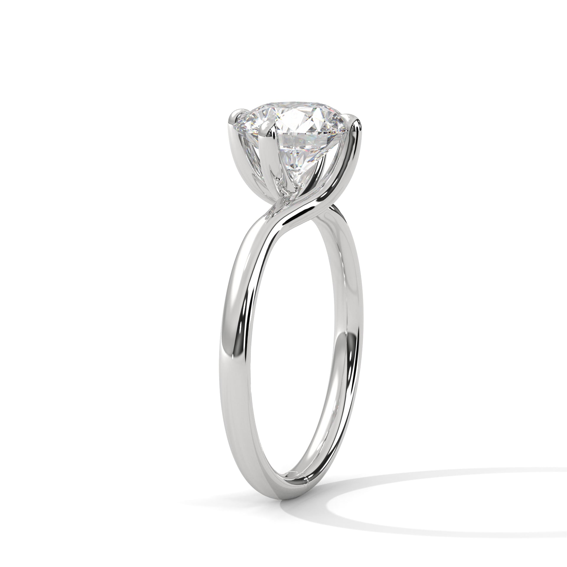 Round Lab Grown Diamond Solitaire Crossover Ring