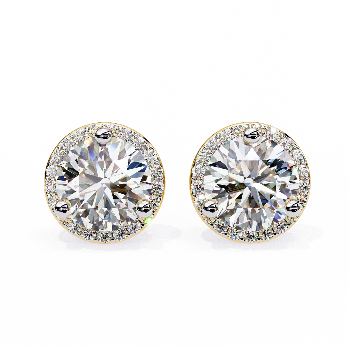 Round Lab Grown Diamond Classic Halo Stud Earrings