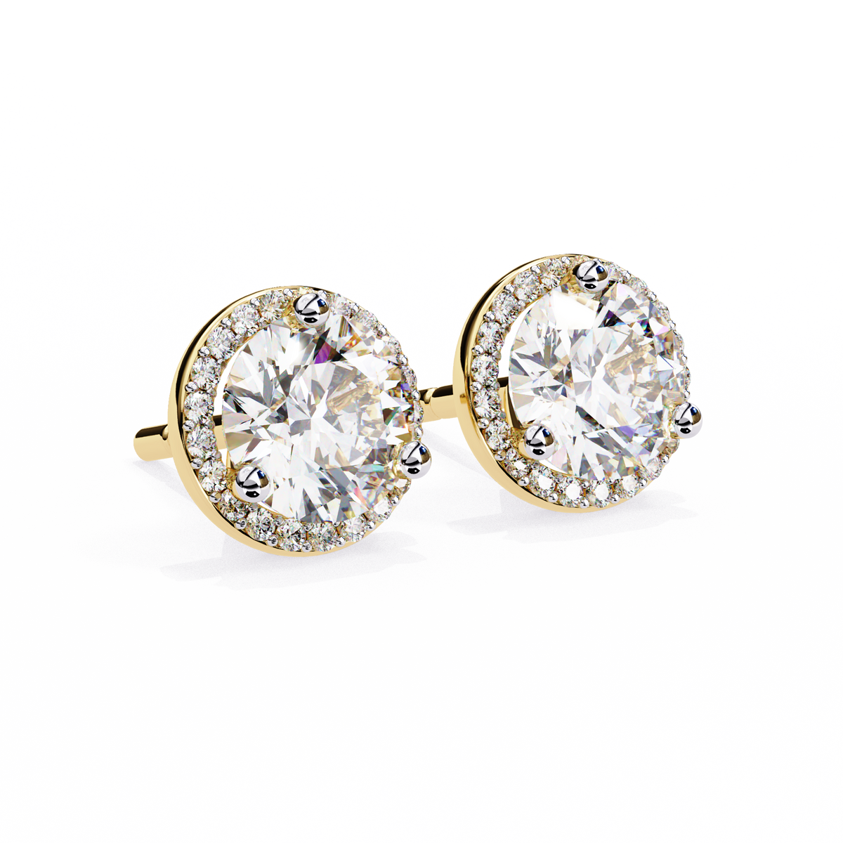 Round Lab Grown Diamond Classic Halo Stud Earrings