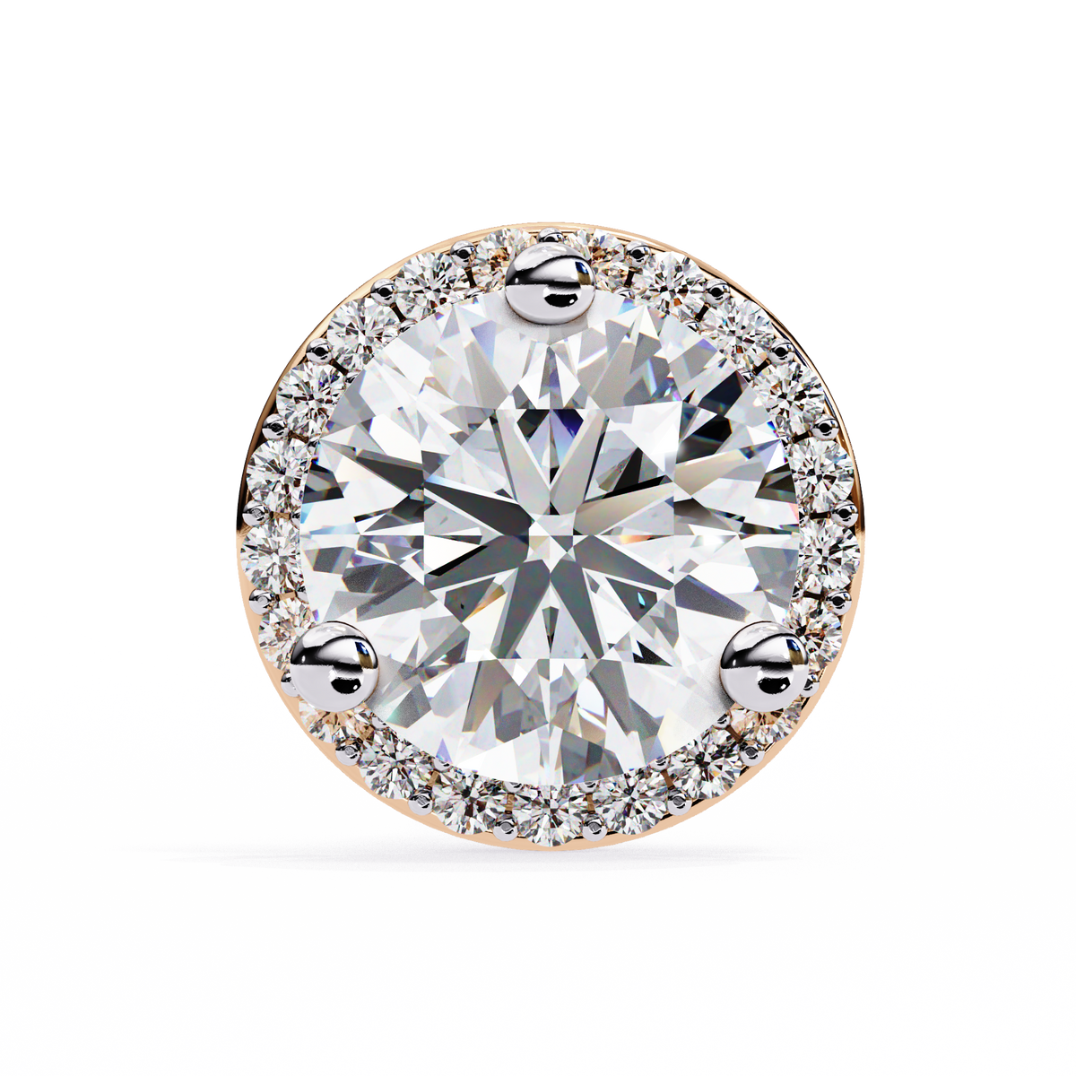 Round Lab Grown Diamond Classic Halo Stud Earrings