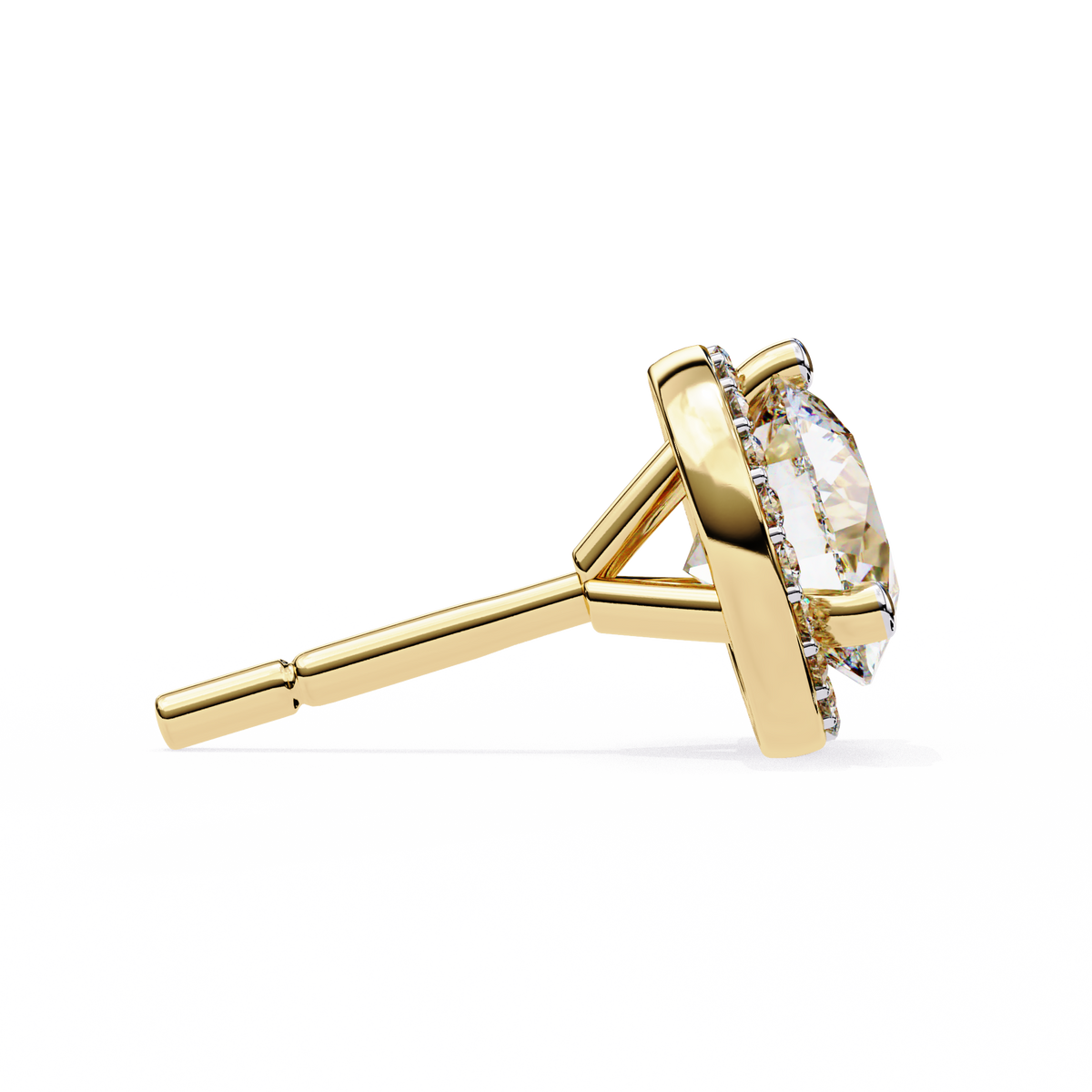 Round Lab Grown Diamond Classic Halo Stud Earrings