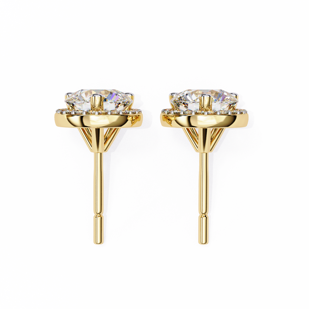 Round Lab Grown Diamond Classic Halo Stud Earrings