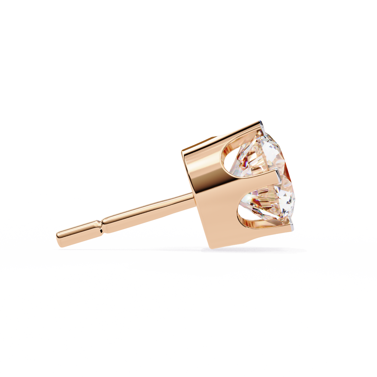 Regal Crown-Setting Round Brilliant Diamond Stud Earrings with Arched Gallery