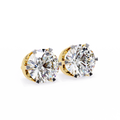 Regal Crown-Setting Round Brilliant Diamond Stud Earrings with Arched Gallery