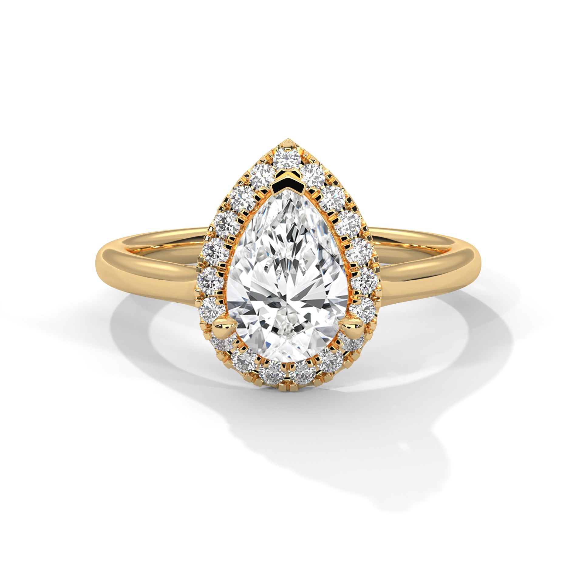 Pear Halo Cathedral Engagement Ring