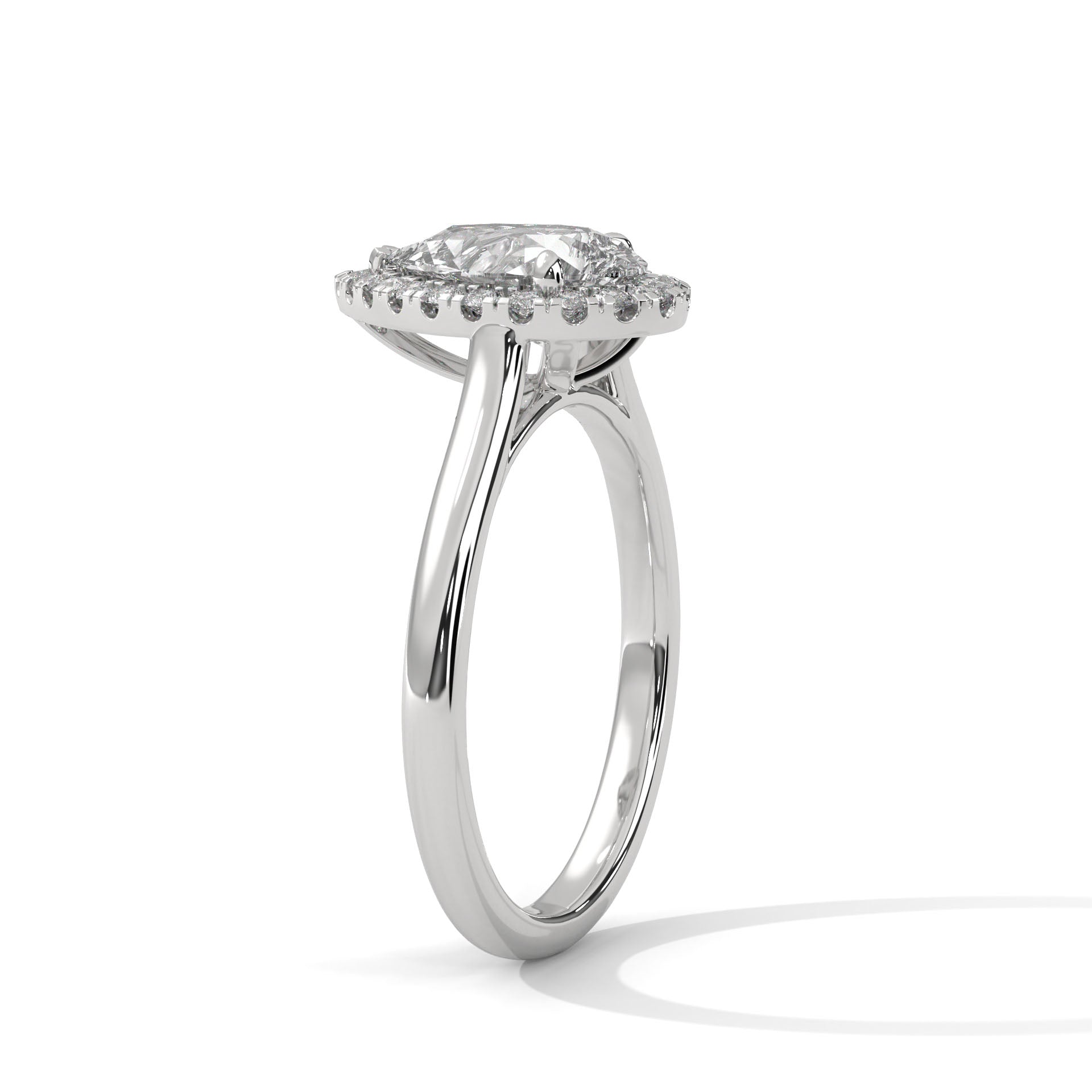 Pear Halo Cathedral Engagement Ring