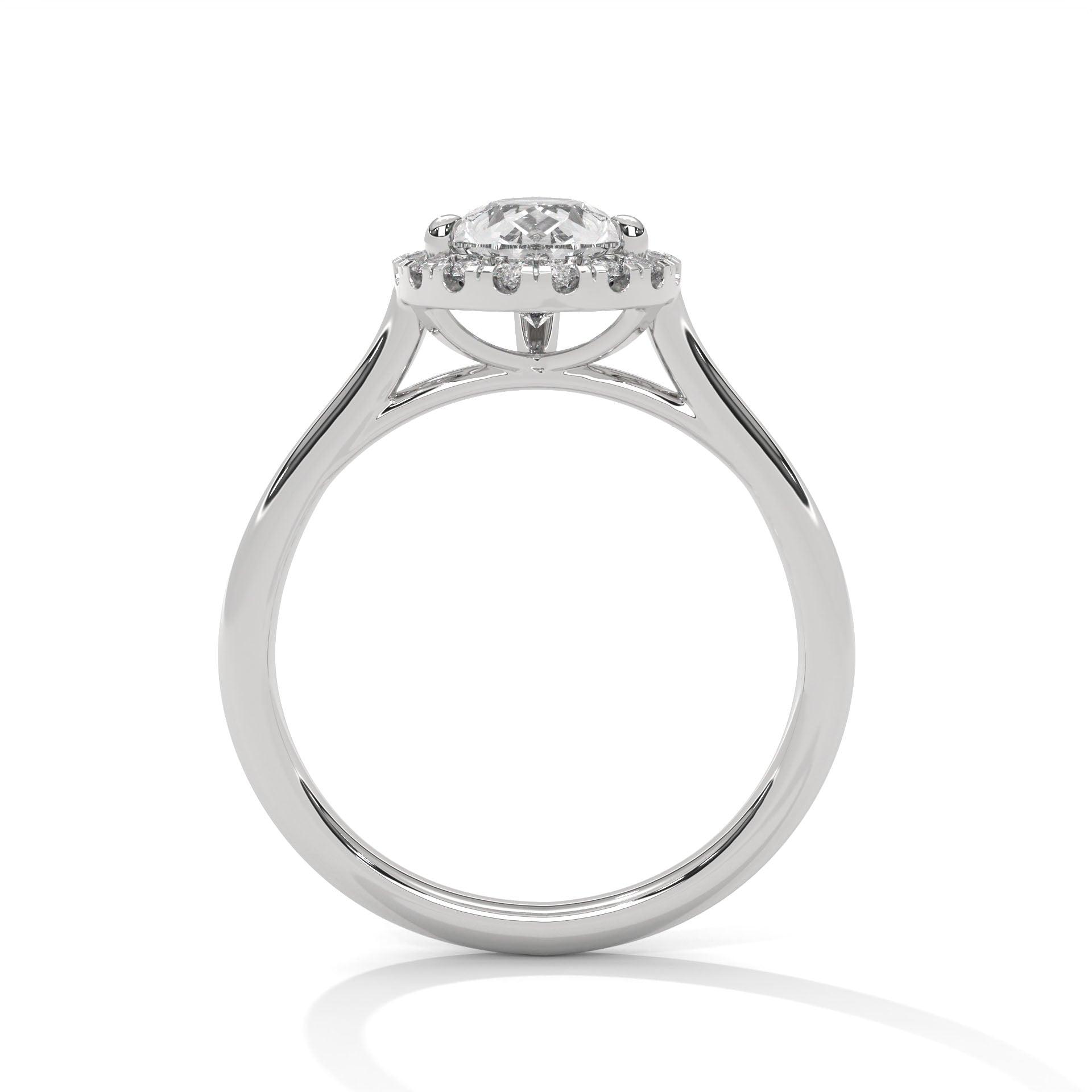 Pear Halo Cathedral Engagement Ring