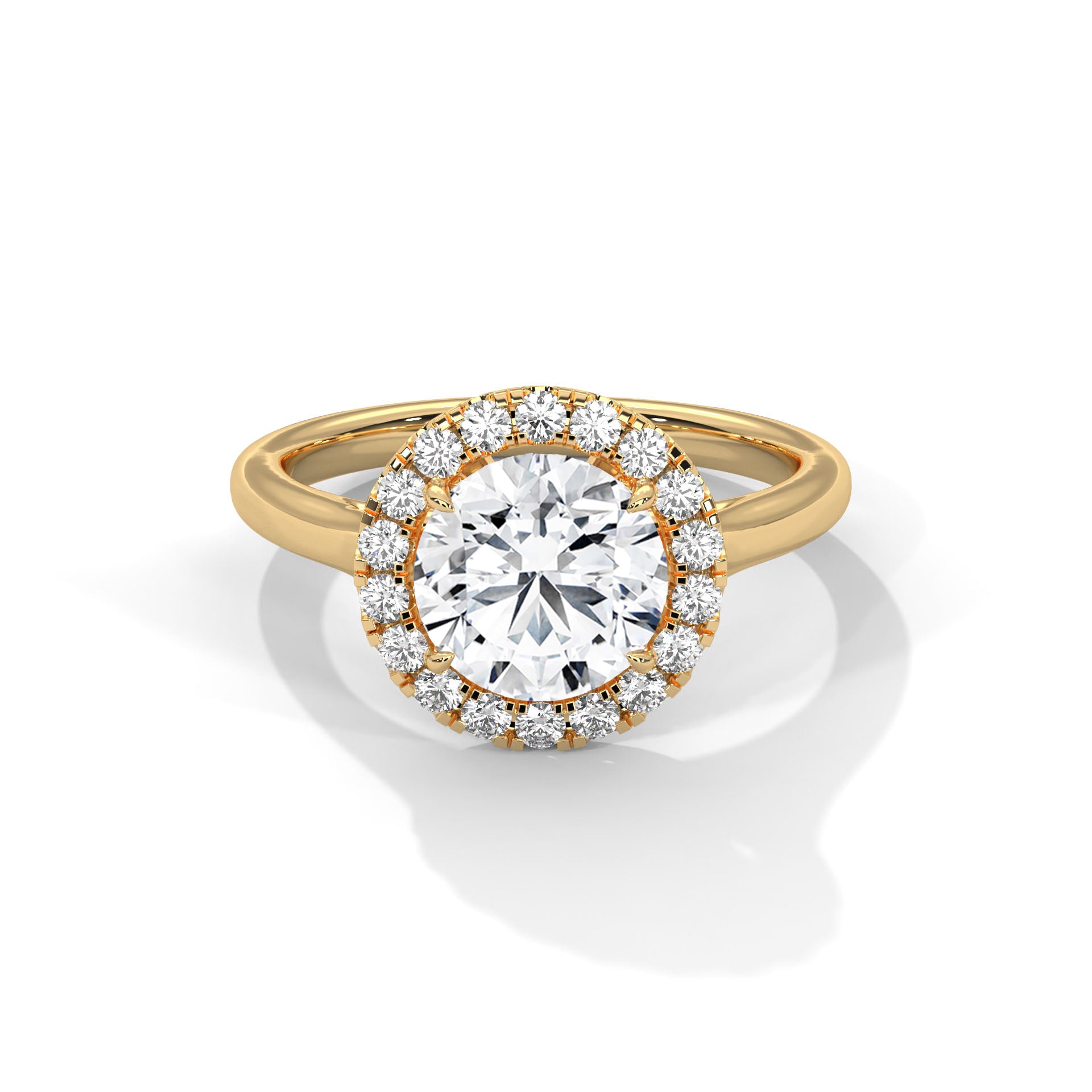 Round Halo Cathedral Engagement Ring