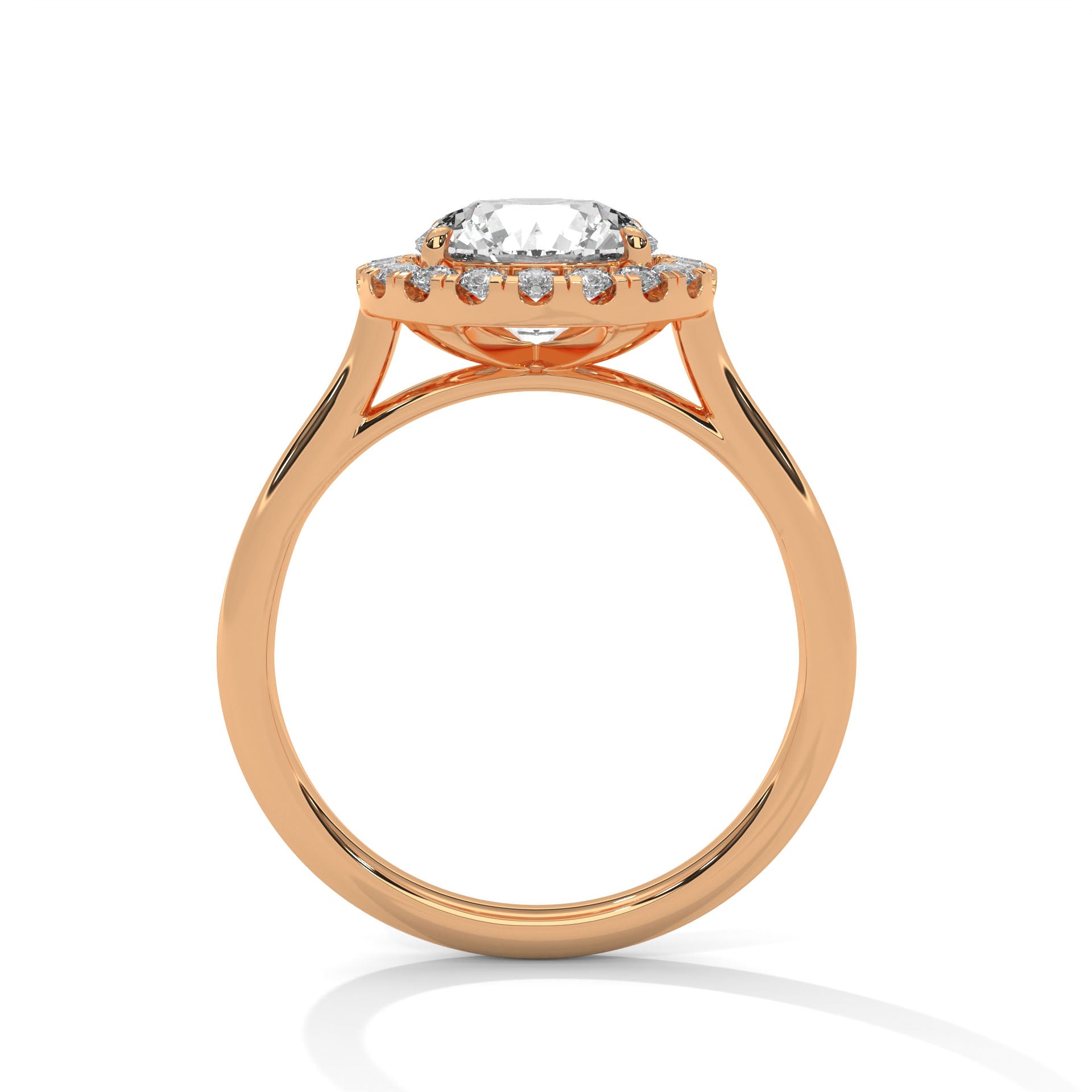 Round Halo Cathedral Engagement Ring