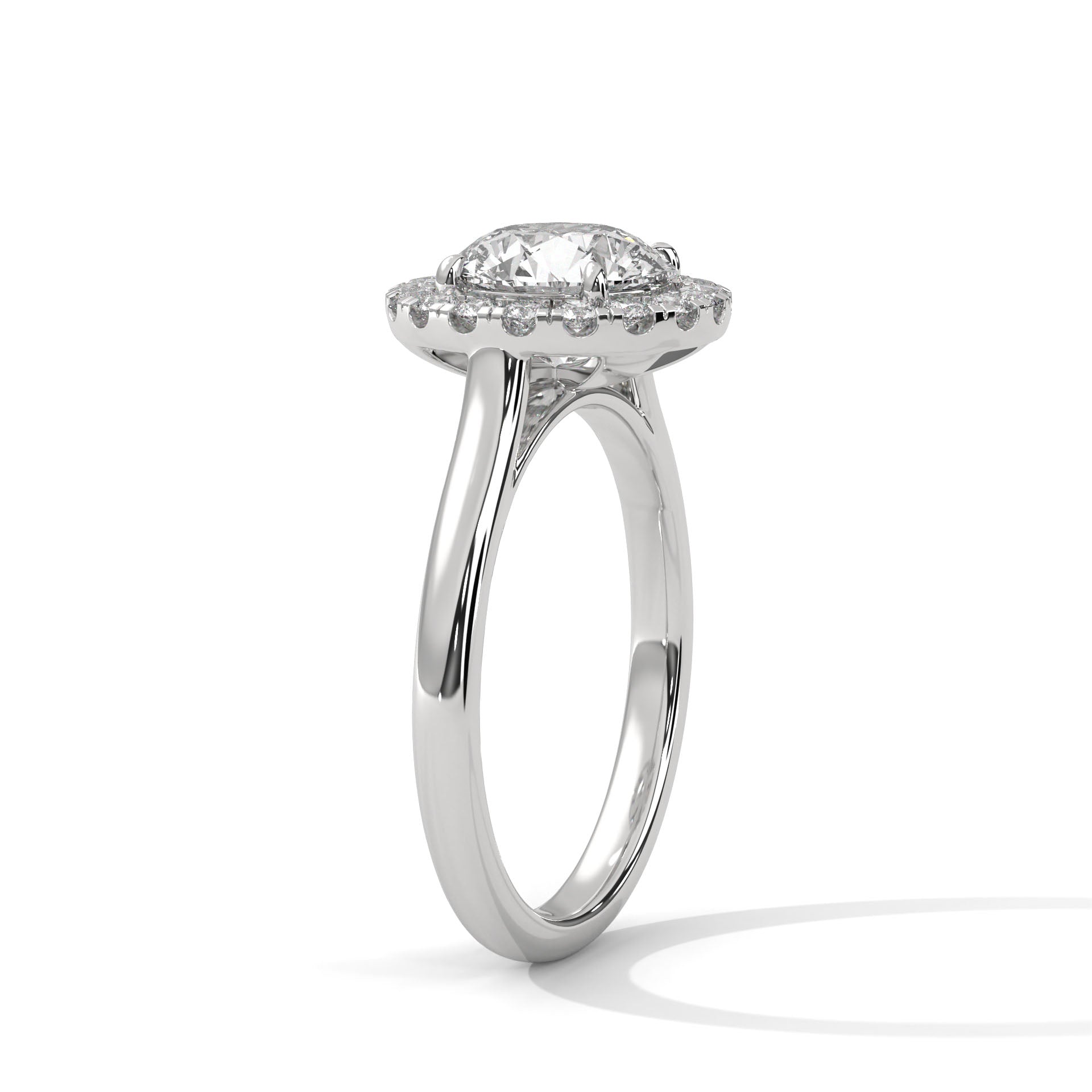 Round Halo Cathedral Engagement Ring