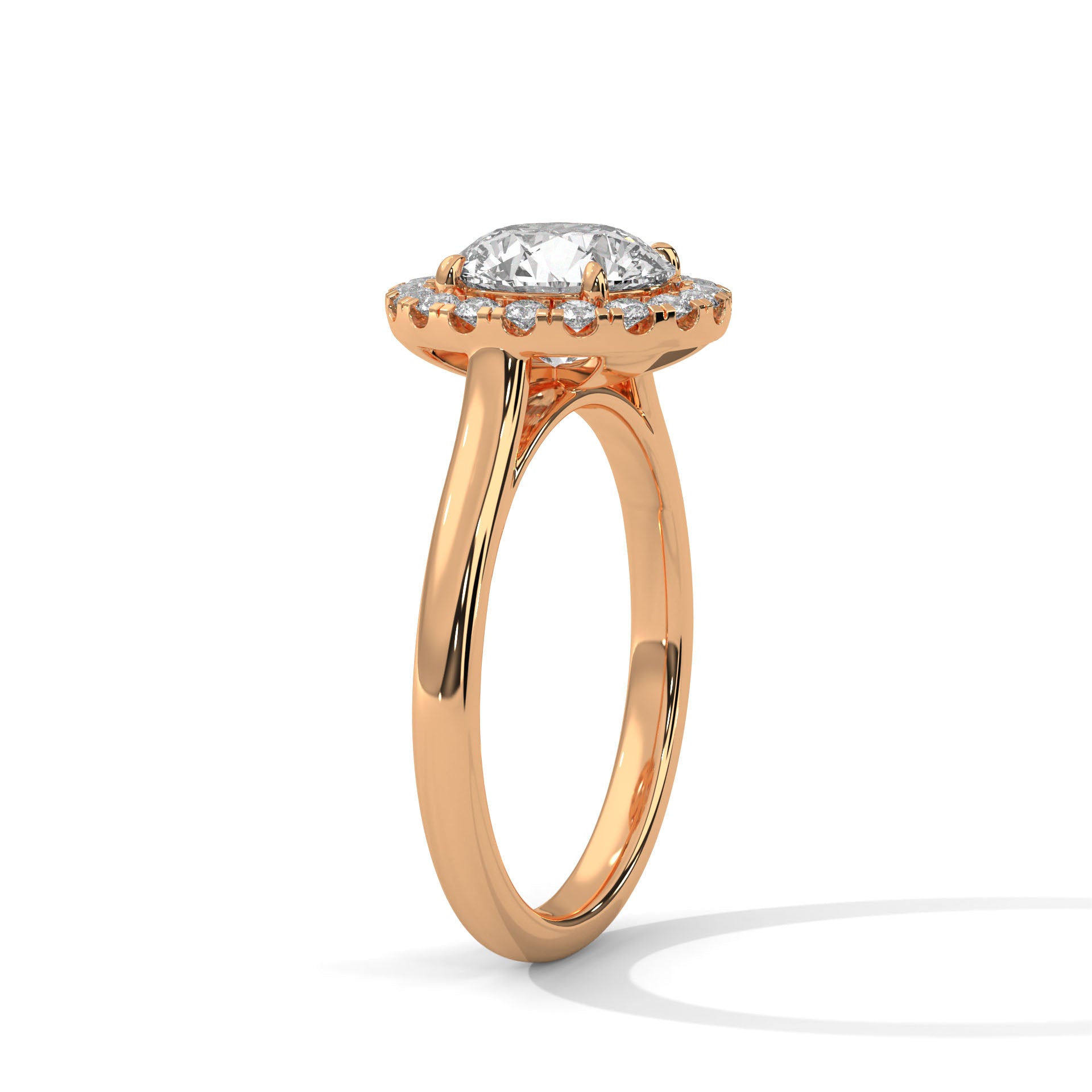 Round Halo Cathedral Engagement Ring