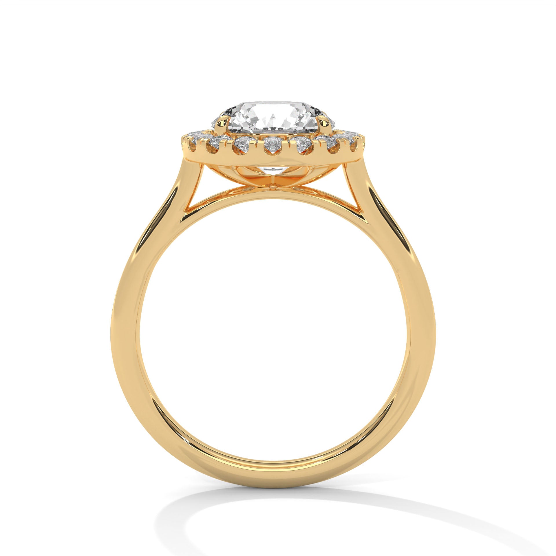 Round Halo Cathedral Engagement Ring