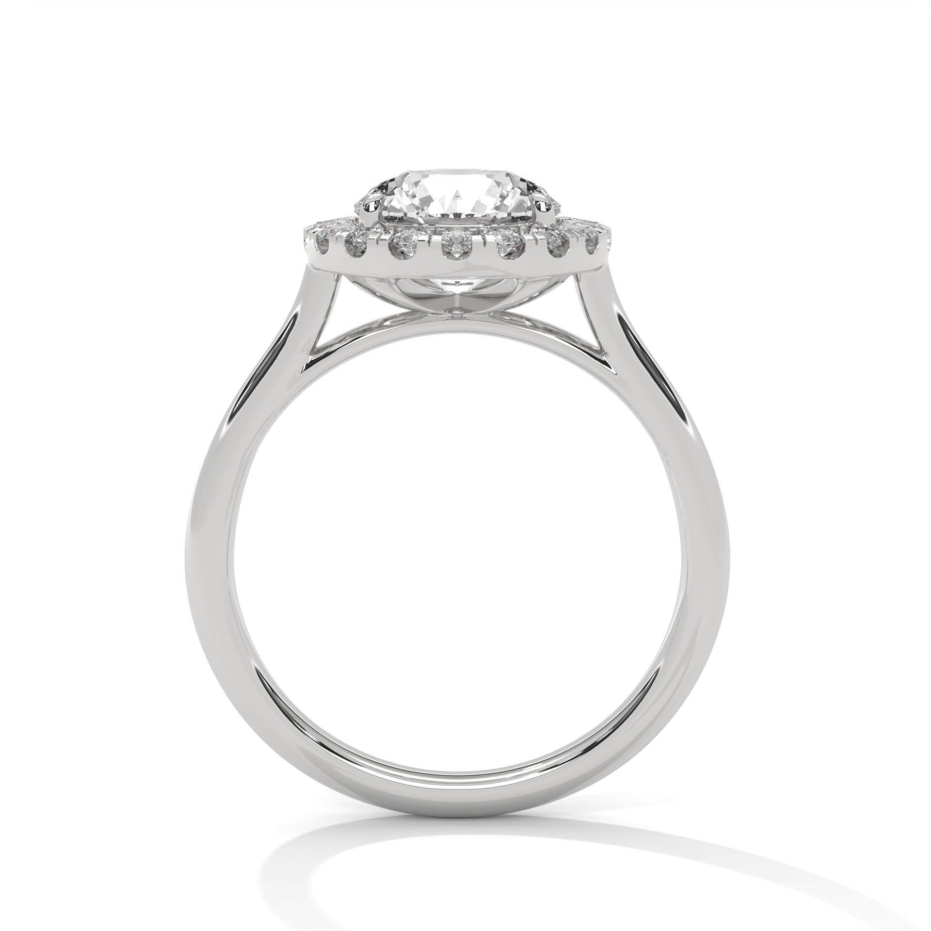 Round Halo Cathedral Engagement Ring