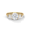 Round Three-Stone Engagement Ring with Tapered Baguettes