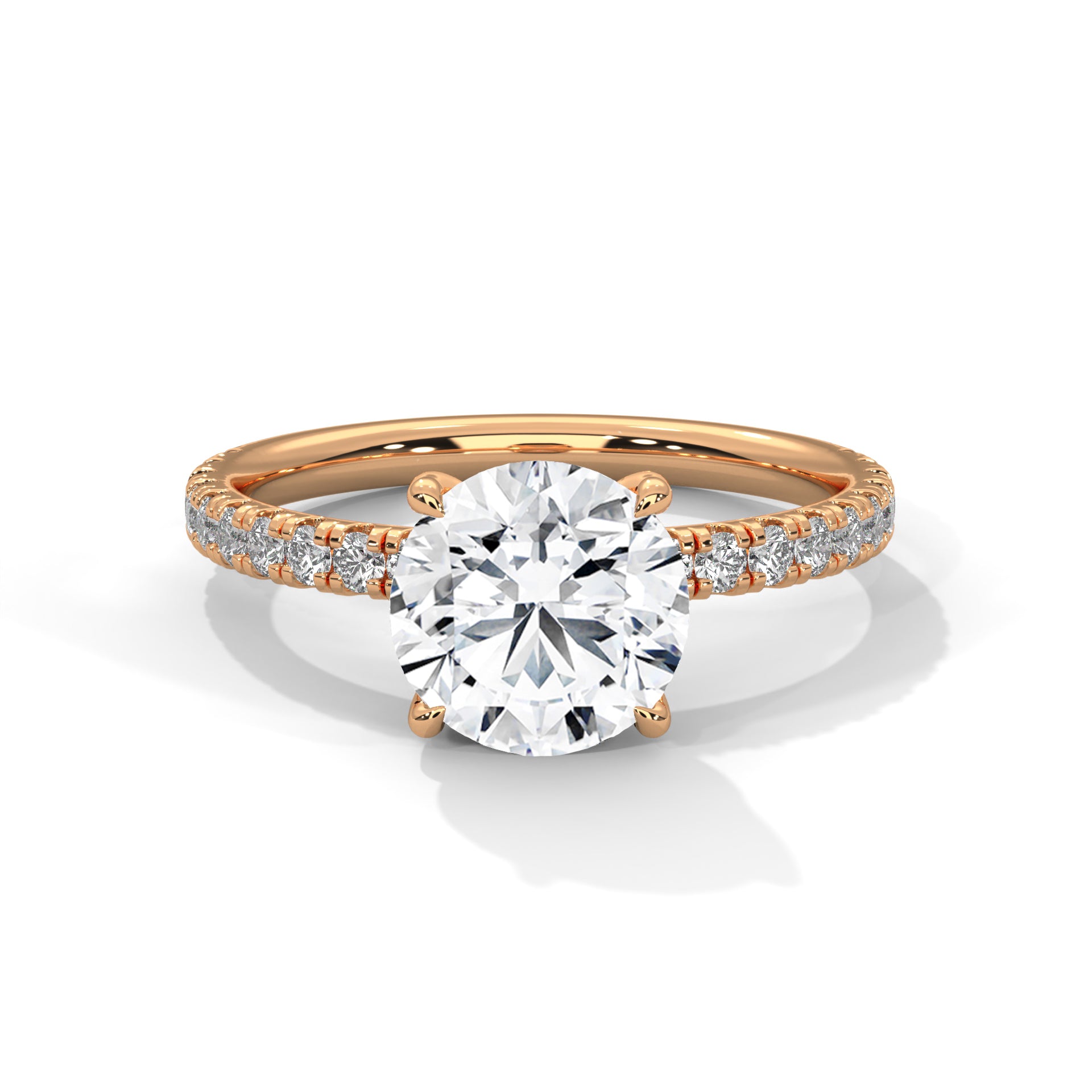 Round Solitaire Hidden Halo Engagement Ring