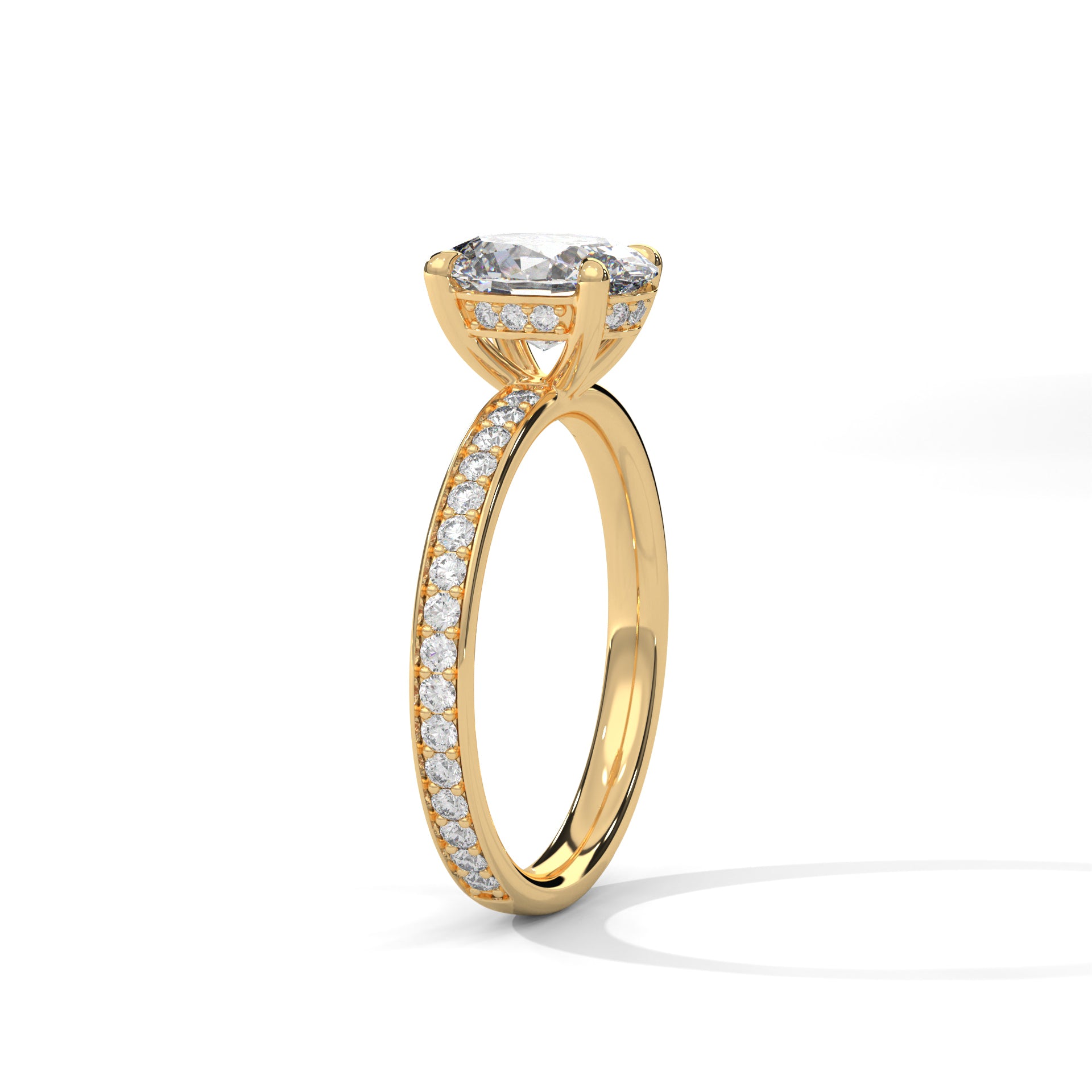 Oval Solitaire Hidden Halo Engagement Ring