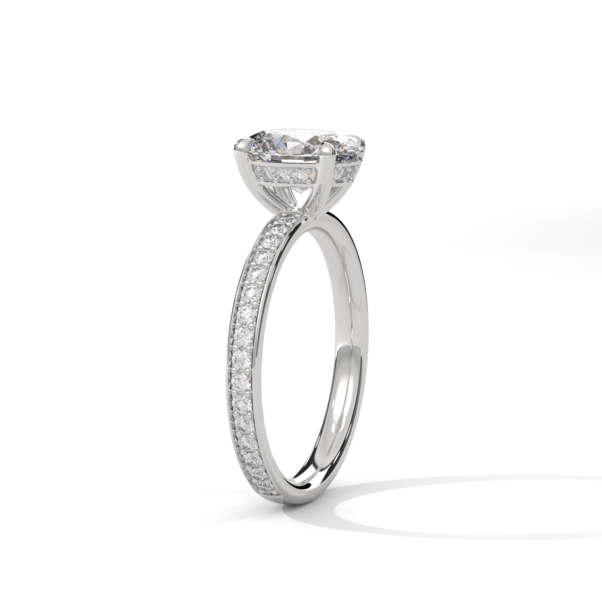 Oval Solitaire Hidden Halo Engagement Ring