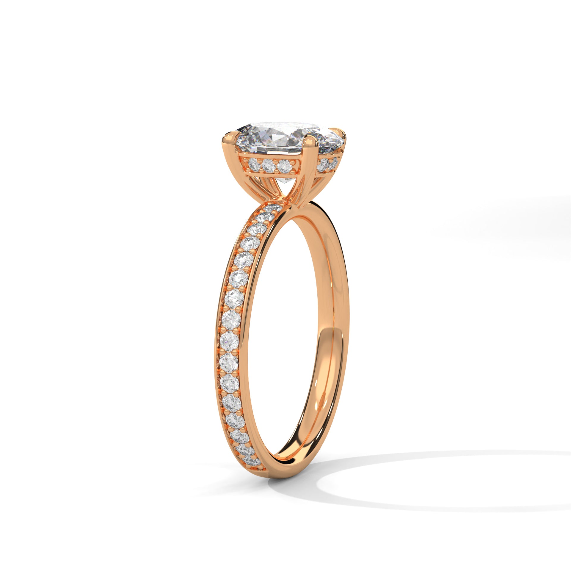 Oval Solitaire Hidden Halo Engagement Ring