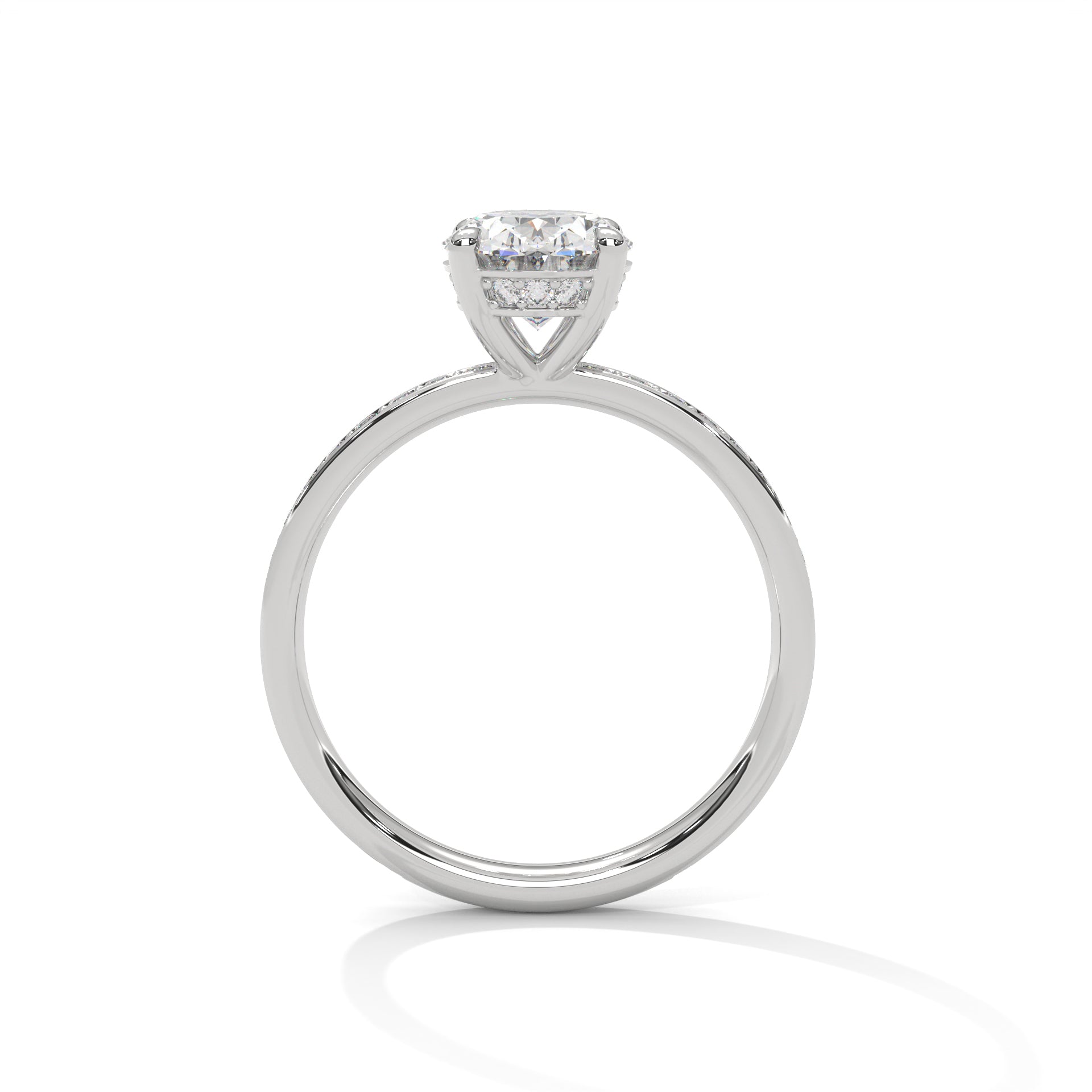 Oval Solitaire Hidden Halo Engagement Ring