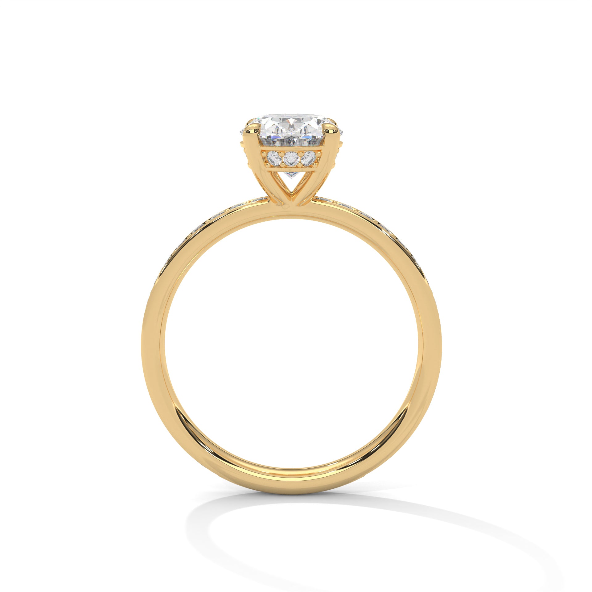 Oval Solitaire Hidden Halo Engagement Ring