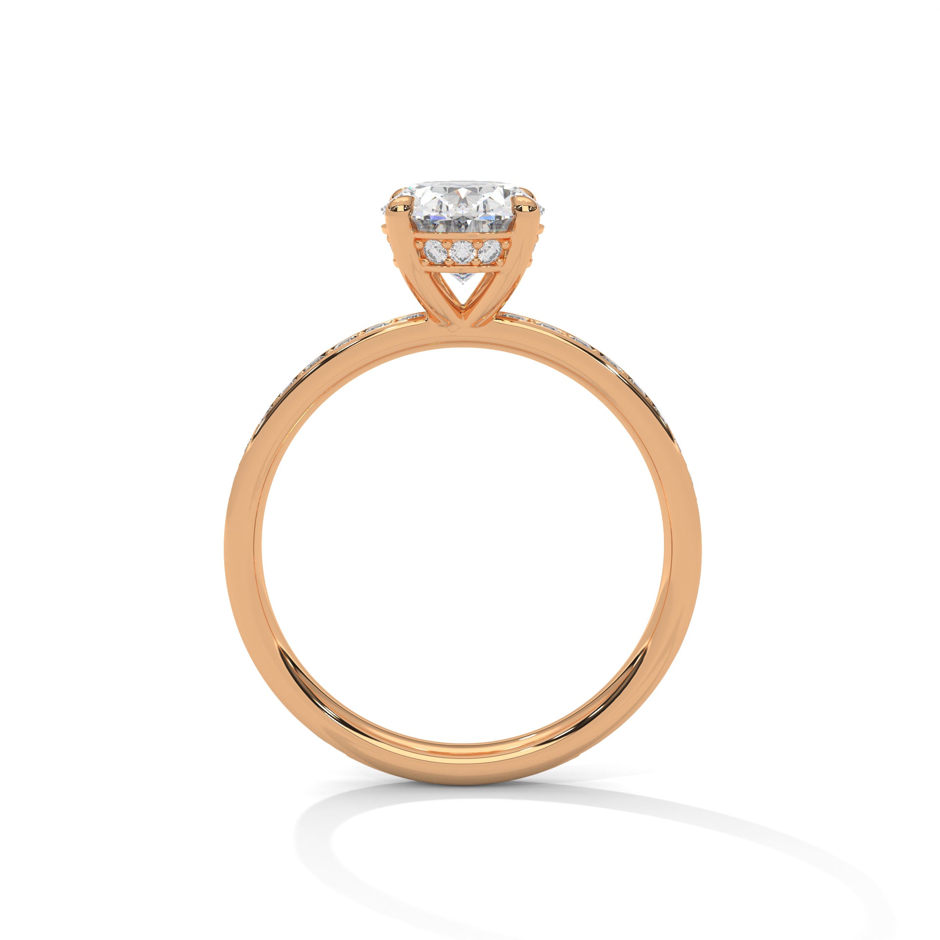 Oval Solitaire Hidden Halo Engagement Ring