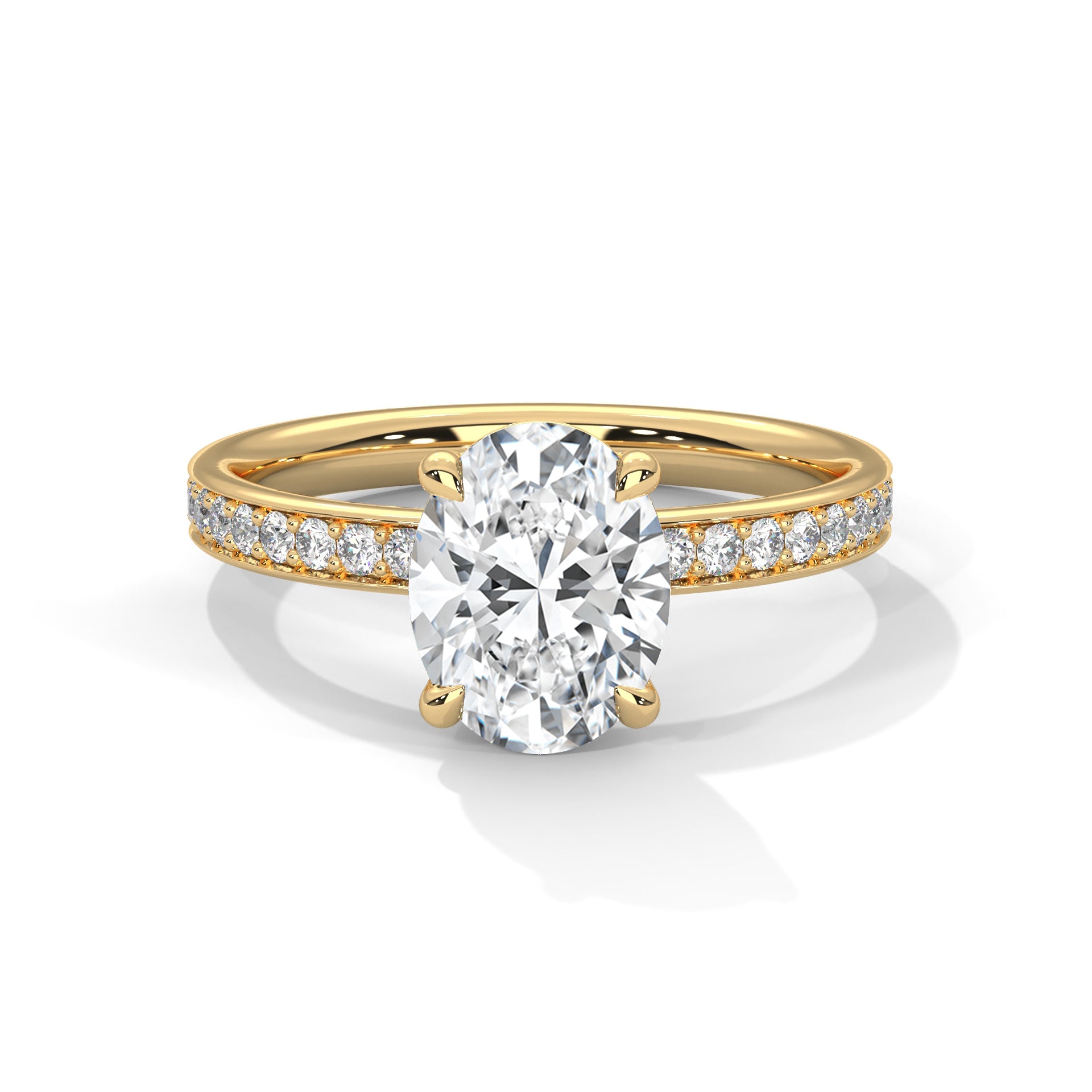 Oval Solitaire Hidden Halo Engagement Ring
