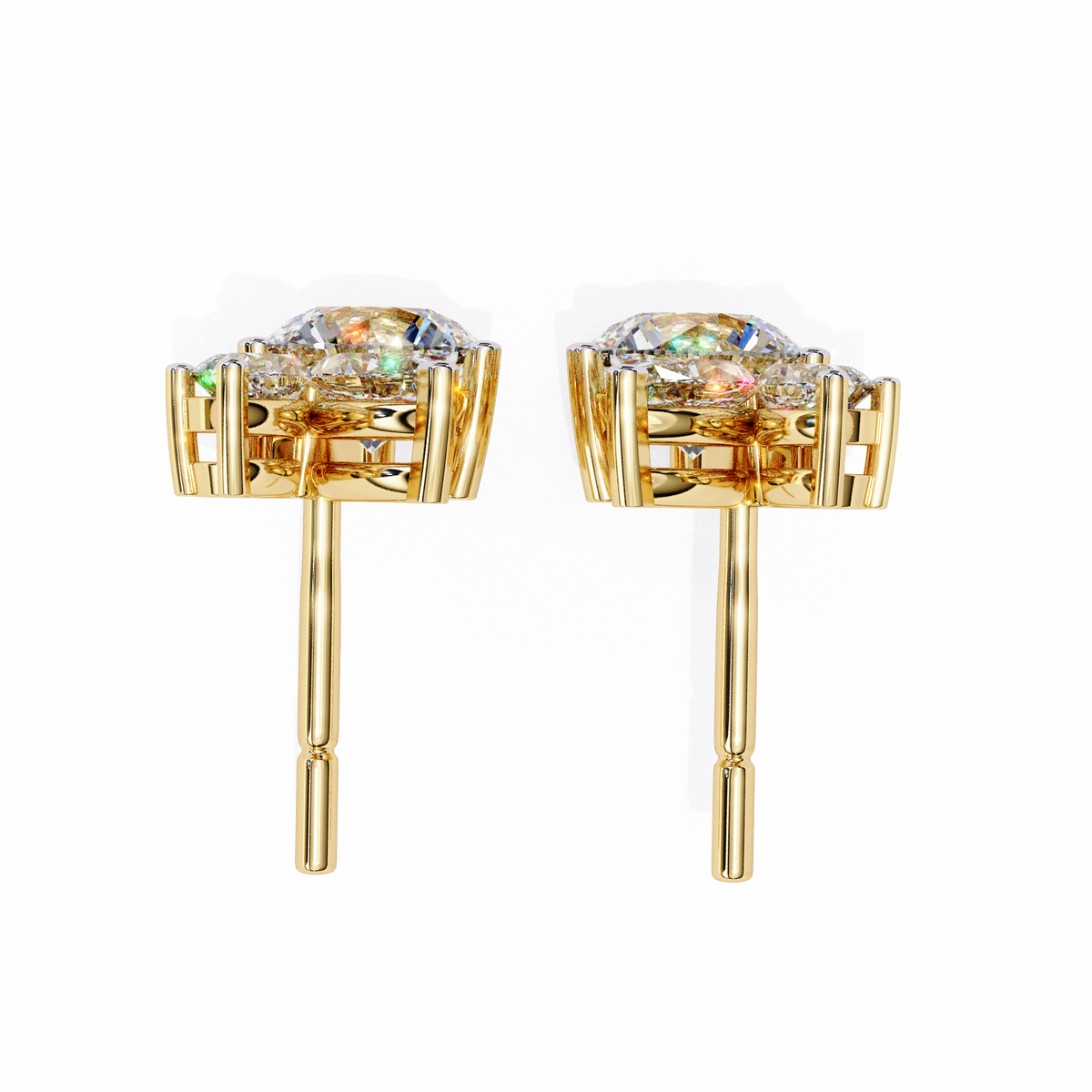 Round & Marquise Lab-Grown Diamond Butterfly Cluster Stud Earrings