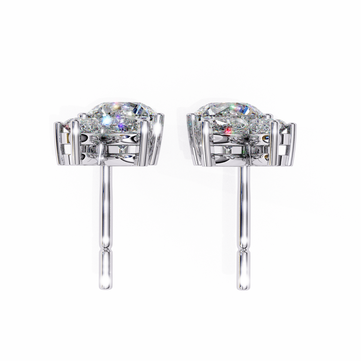 Round & Marquise Lab-Grown Diamond Butterfly Cluster Stud Earrings
