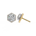 Round Lab-Grown Diamond Hexagon Halo Stud Earrings