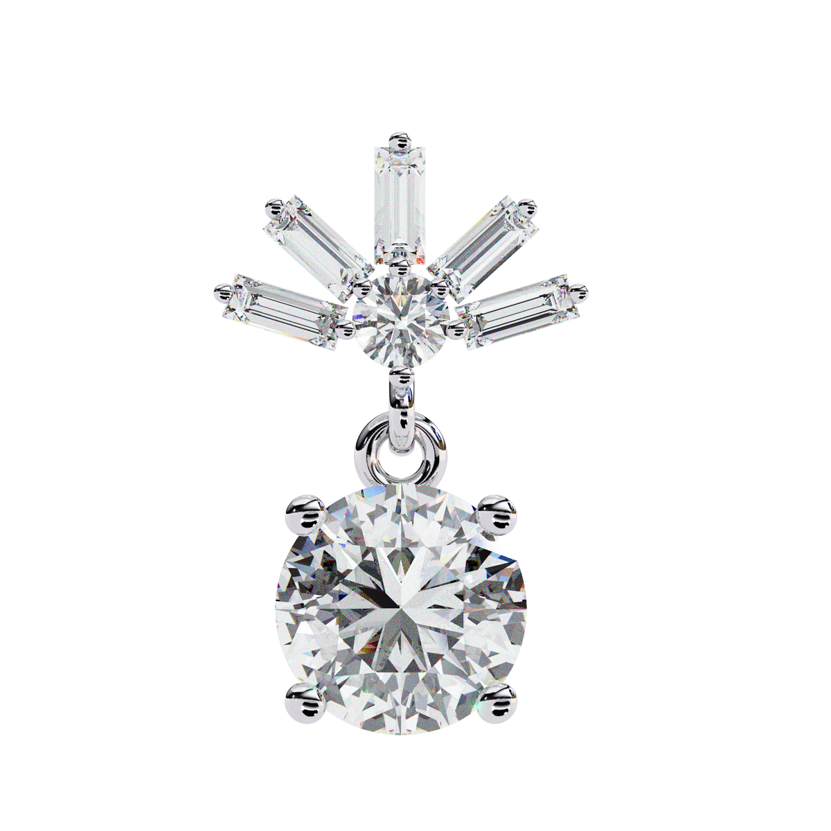 Diamond pendant with multiple gemstones on a white background