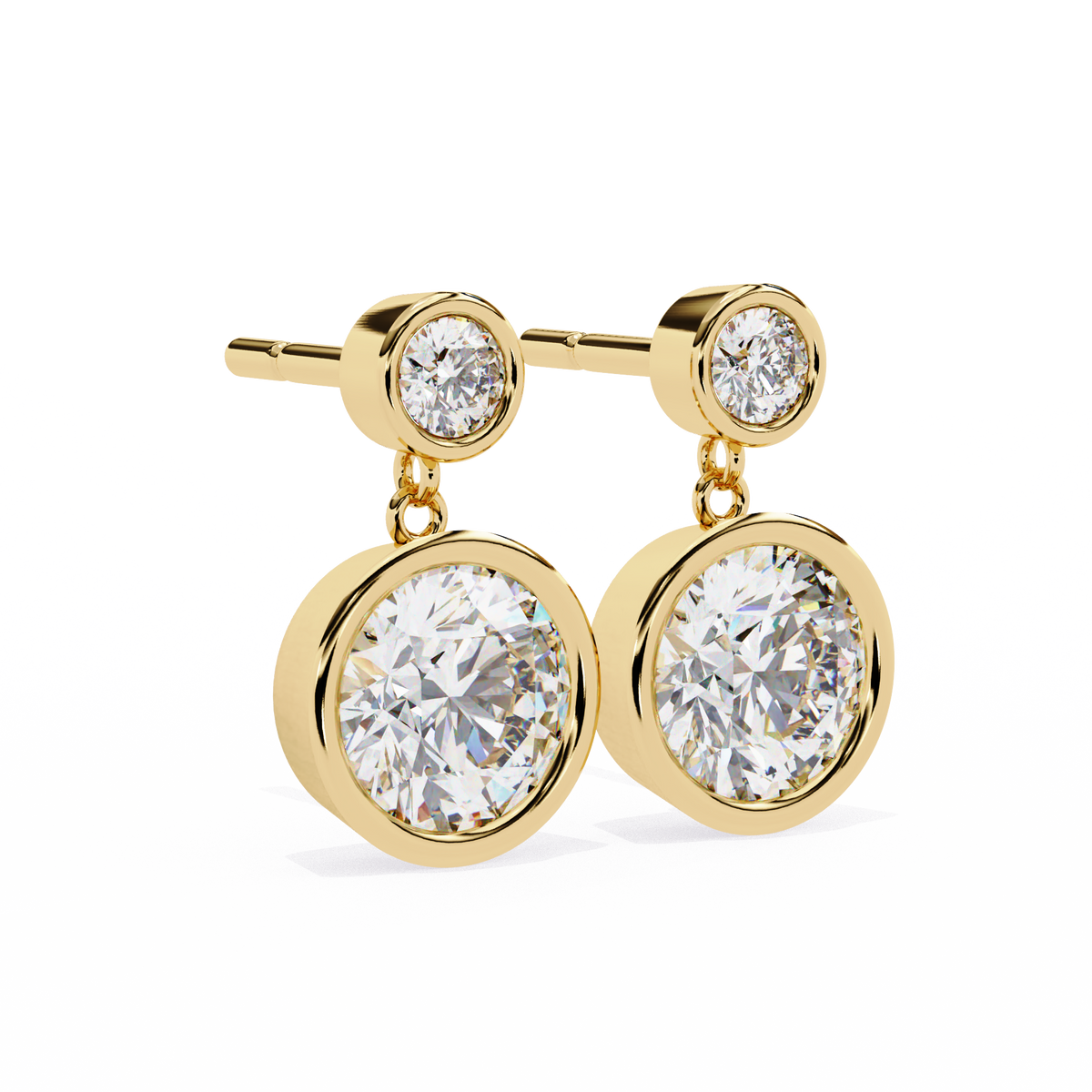 Round Lab Grown Diamond Bezel-Set Articulated Drop Earrings 1.83 CT