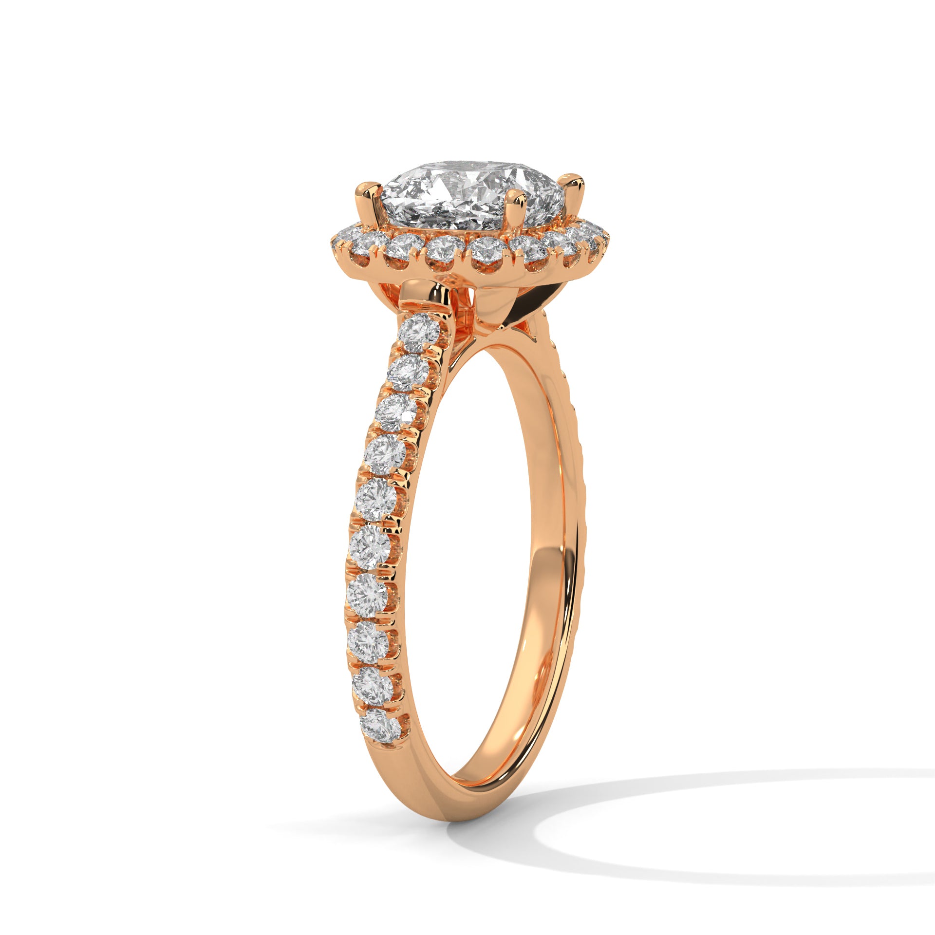 Cushion Halo Cathedral Engagement Ring