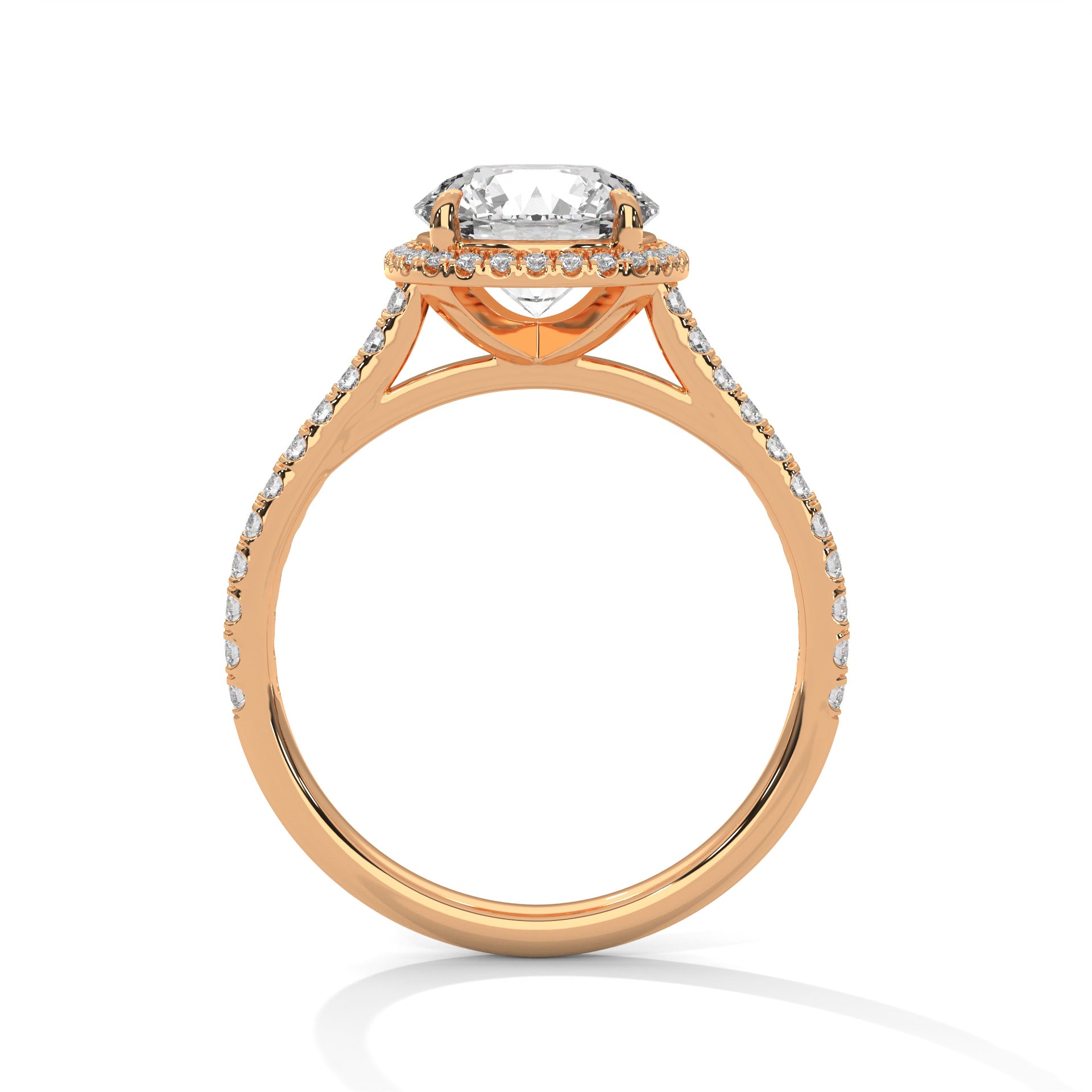 Cushion Halo Round Solitaire Engagement Ring