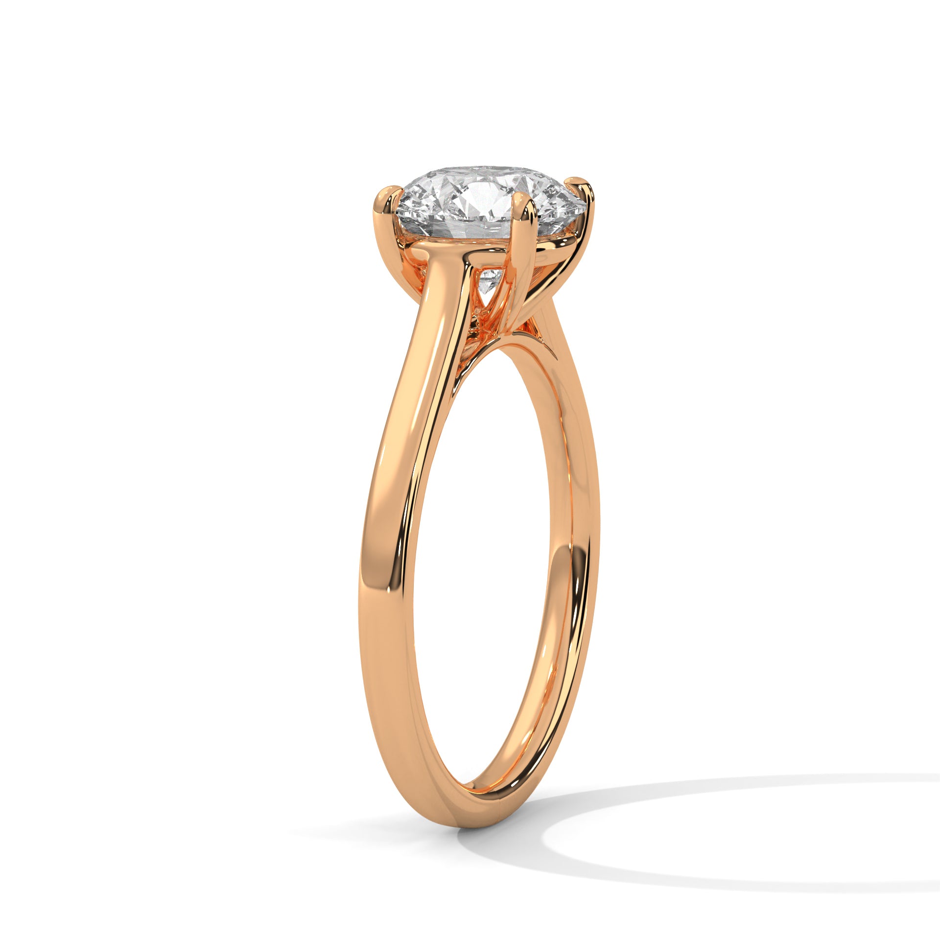 Round Brilliant Cathedral Solitaire Engagement Ring