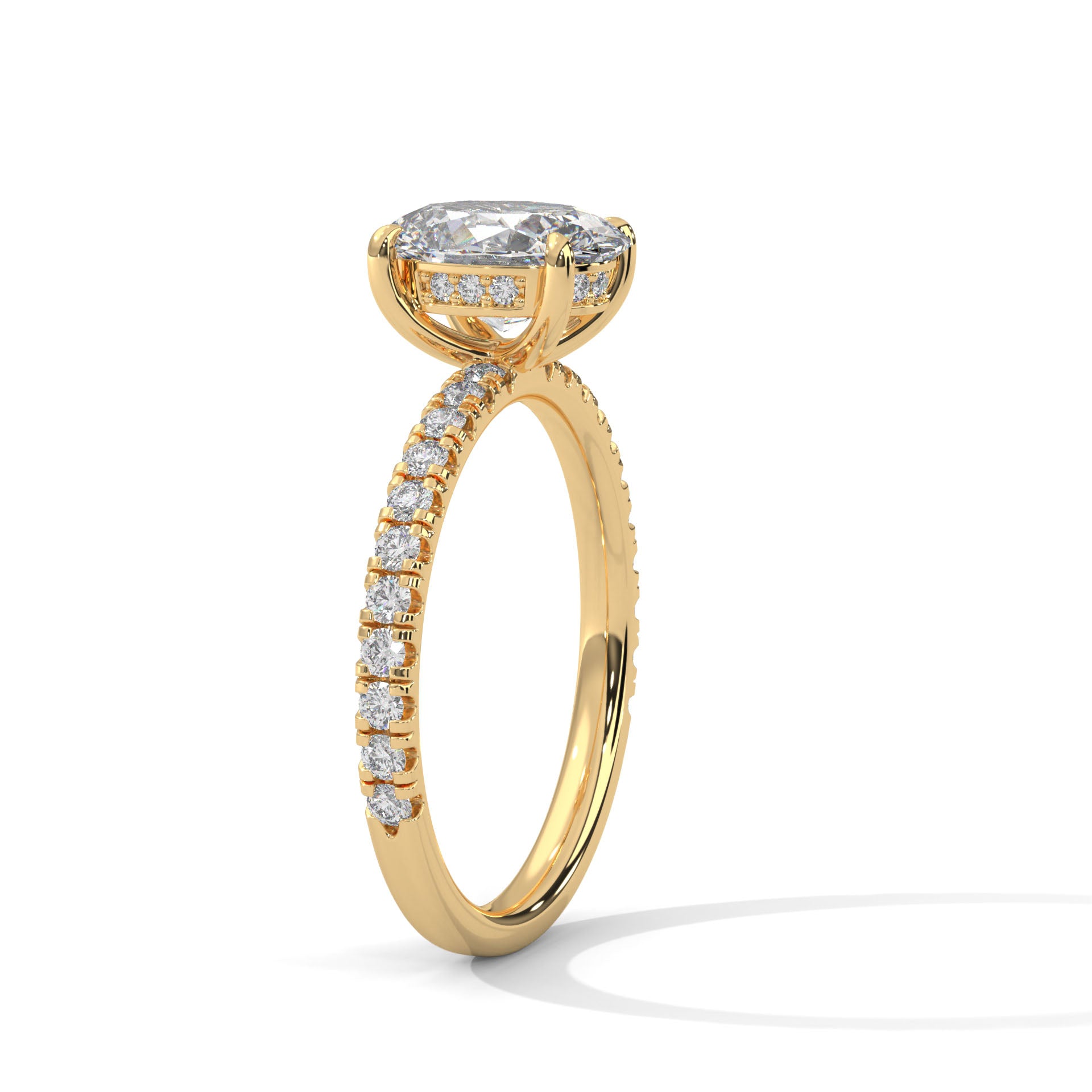 Oval Solitaire Hidden Halo Engagement Ring