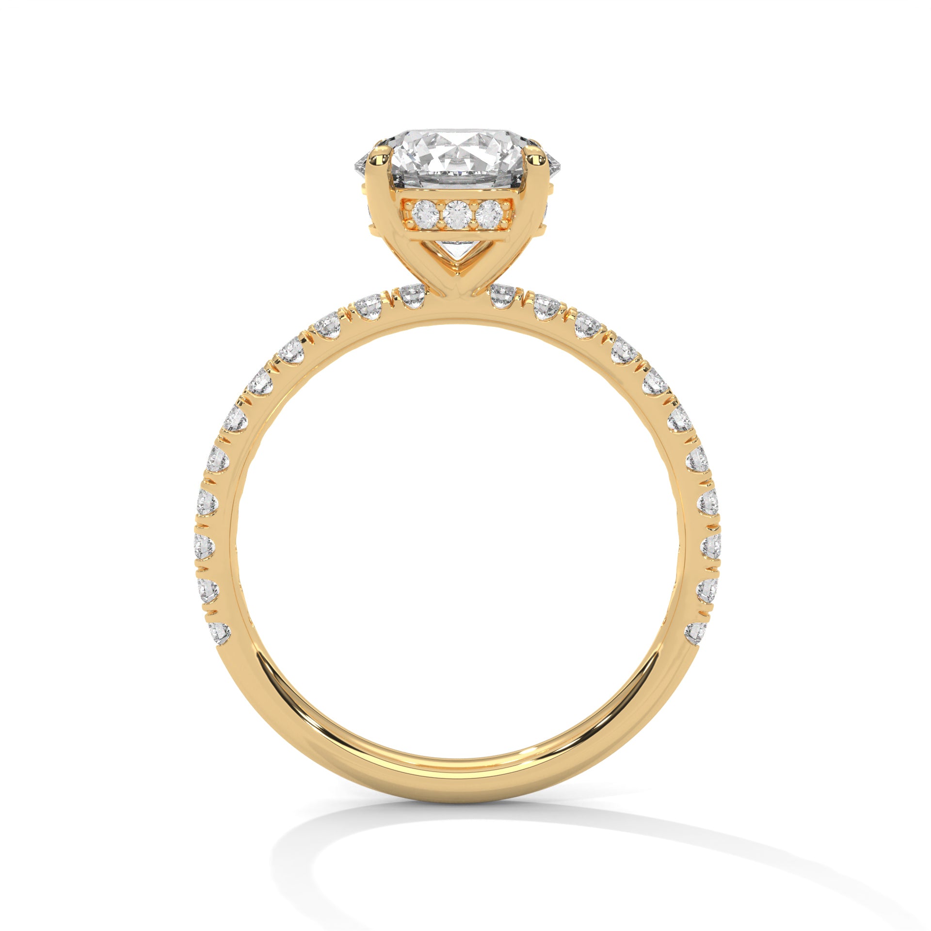 Round Solitaire Hidden Halo Engagement Ring