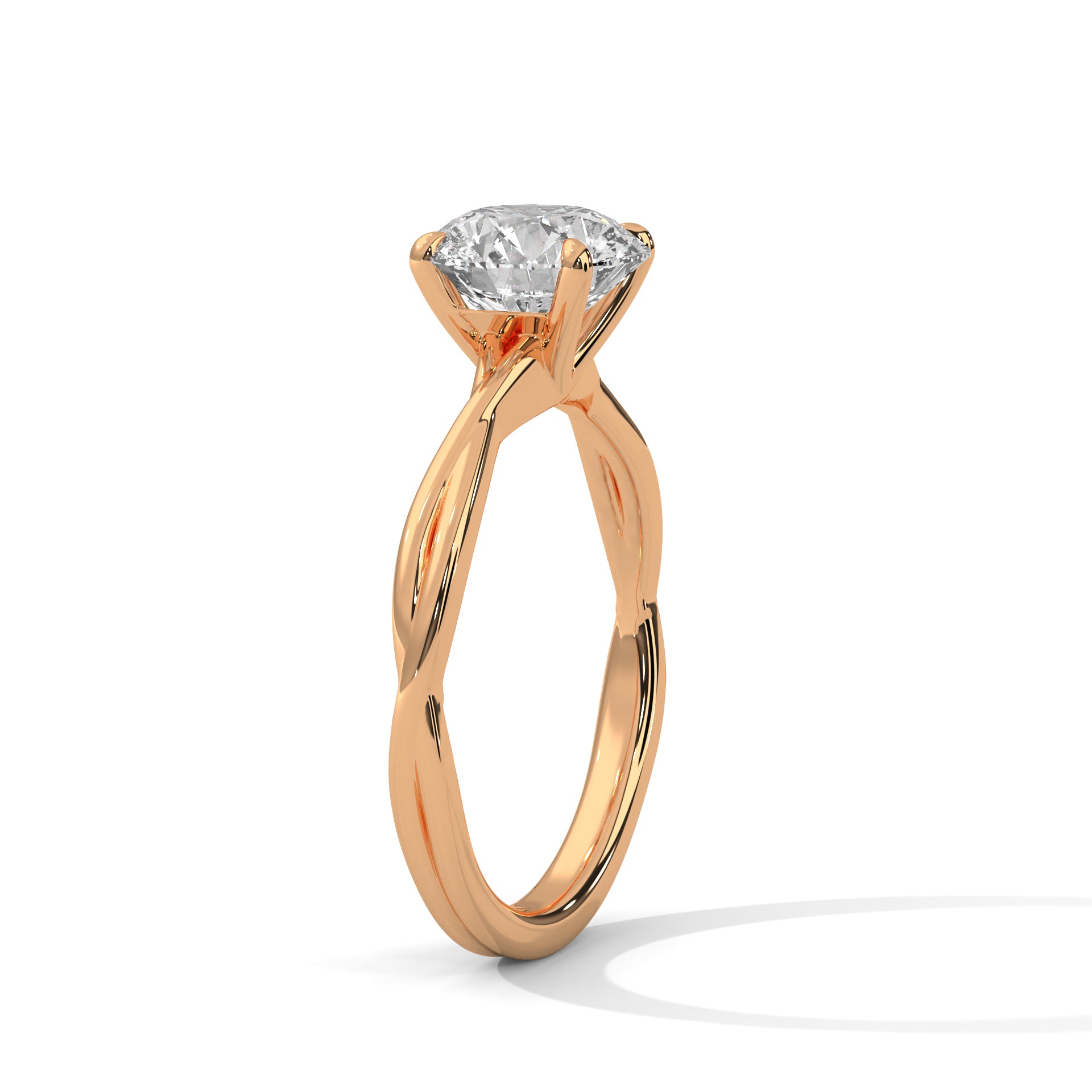 Twisted Solitaire Round Diamond Engagement Ring