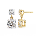 Round Lab Grown Diamond Two-Stone Articulated Drop Earrings 3.73 CT