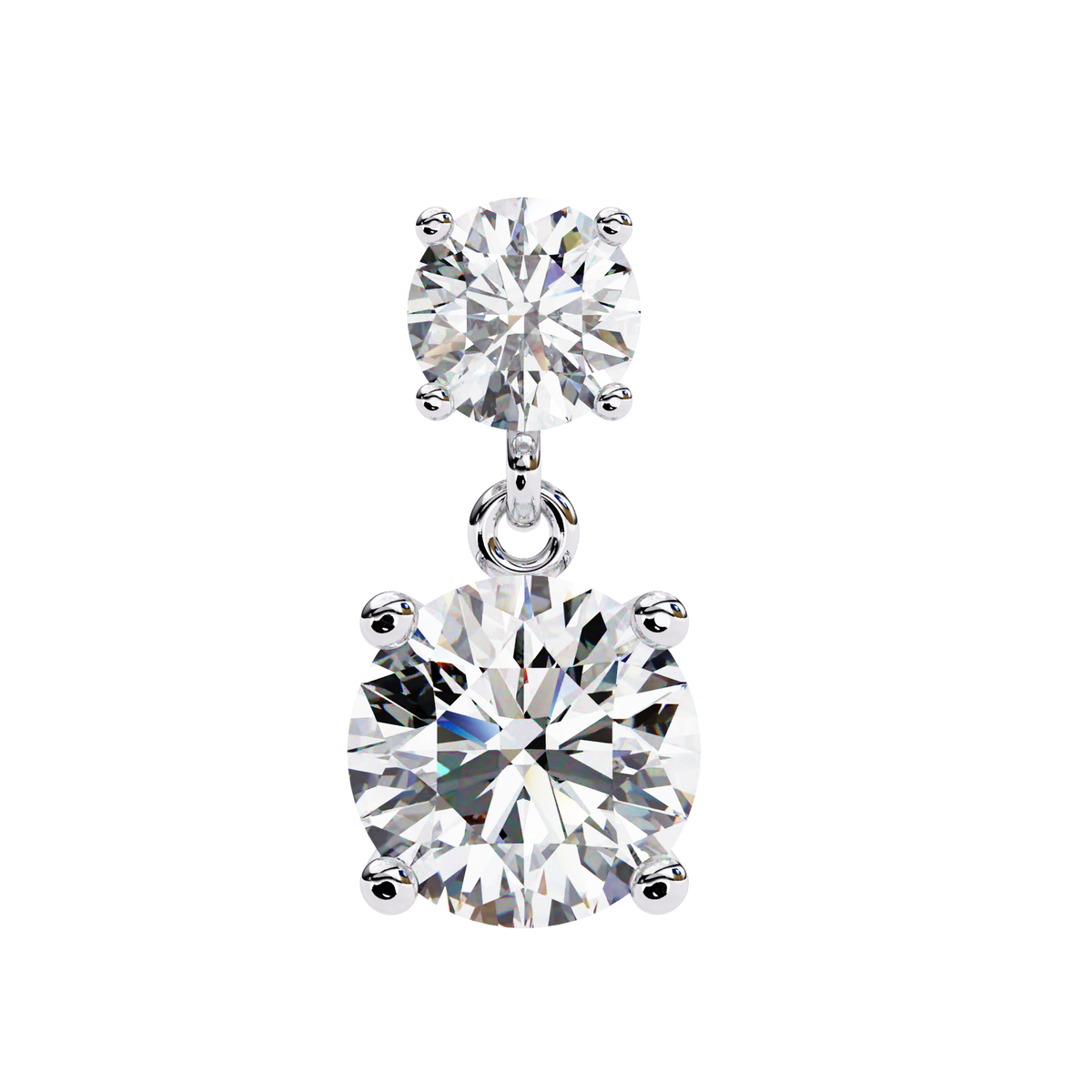 Pair of diamond earrings on a white background