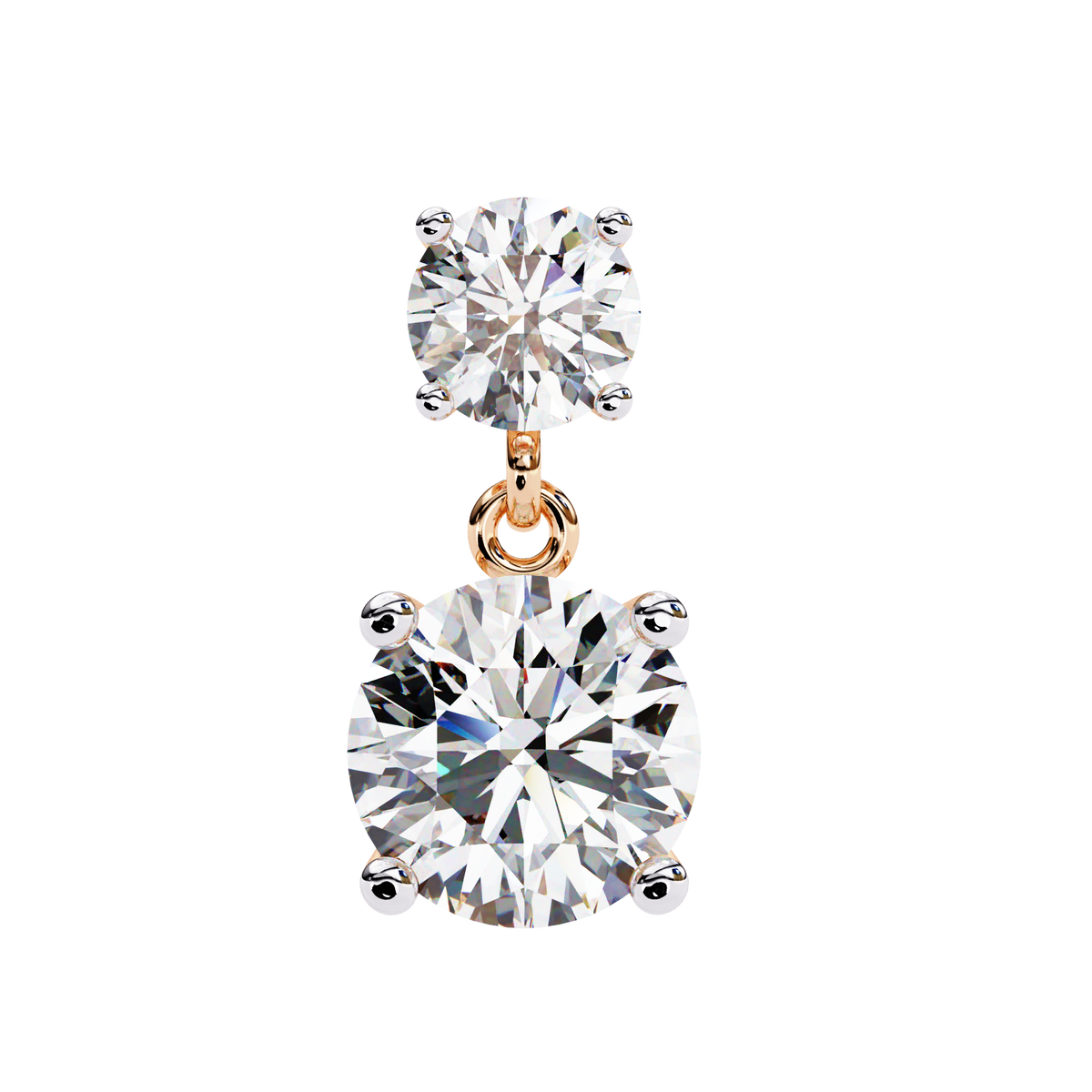 Pair of diamond earrings on a white background