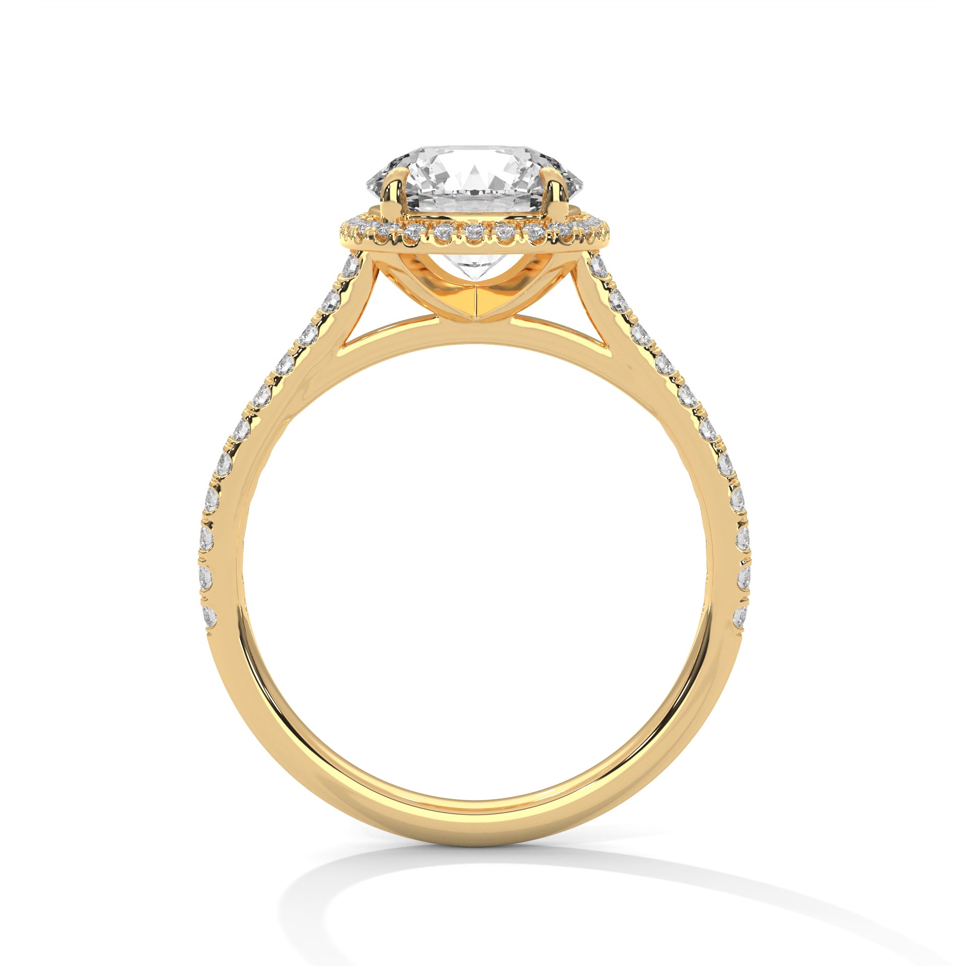 Cushion Halo Round Solitaire Engagement Ring