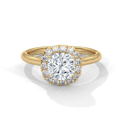Cushion Cut Lab-Grown Diamond Halo Engagement Ring