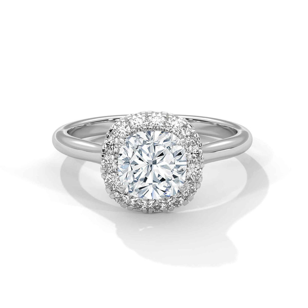Cushion Cut Lab-Grown Diamond Halo Engagement Ring