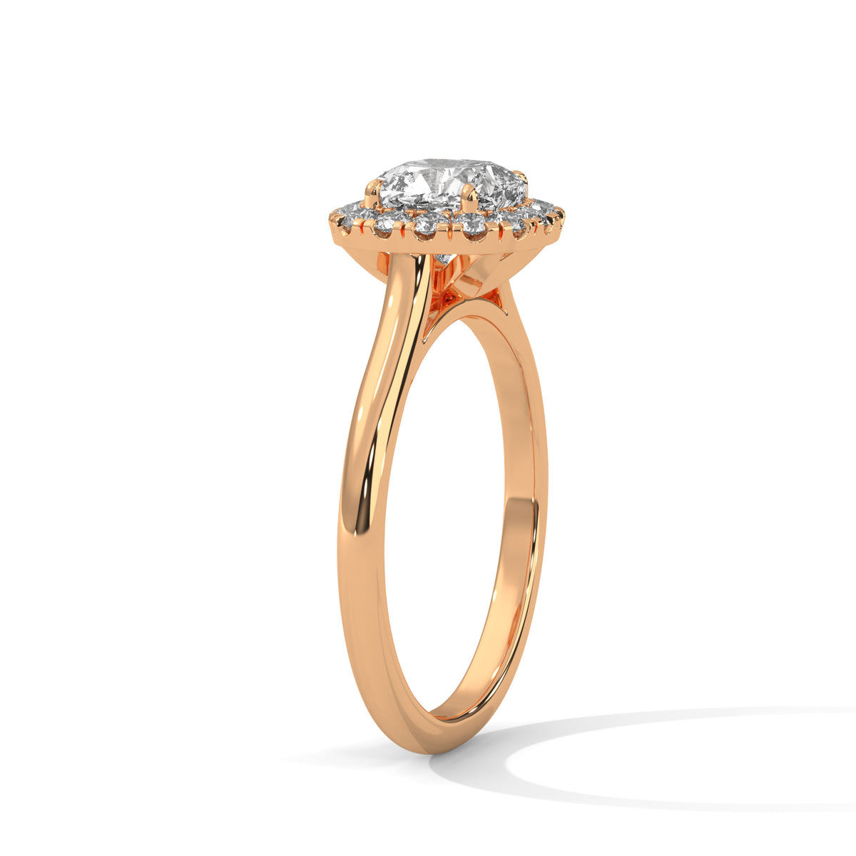 Cushion Cut Lab-Grown Diamond Halo Engagement Ring