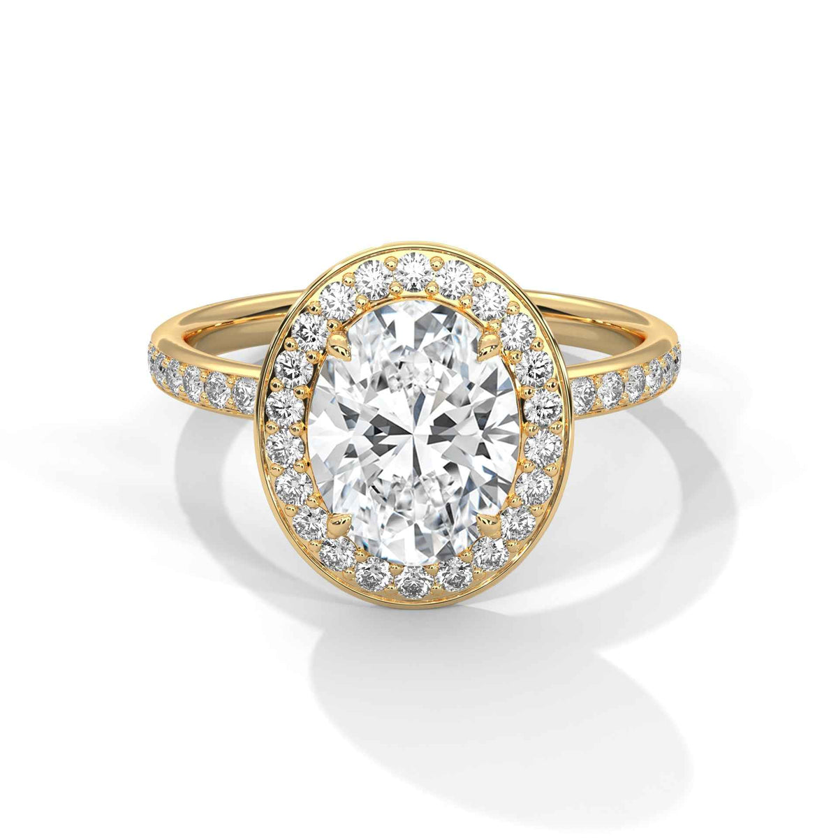 Oval Cut Lab Grown Diamond Halo Micro-Pavé Engagement Ring 2.52 CT