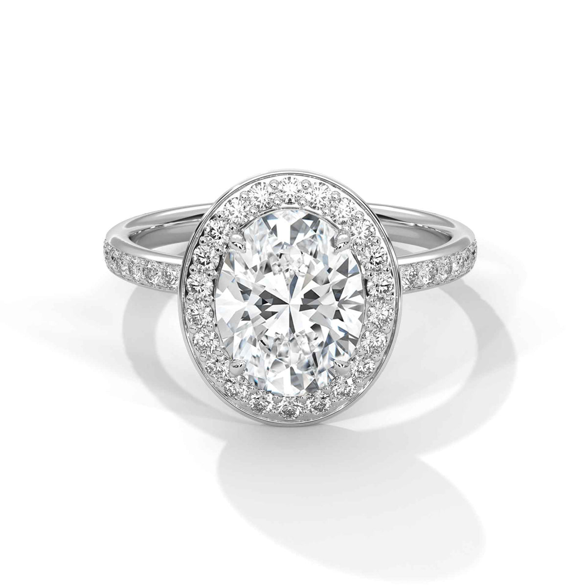 Oval Cut Lab Grown Diamond Halo Micro-Pavé Engagement Ring 2.52 CT